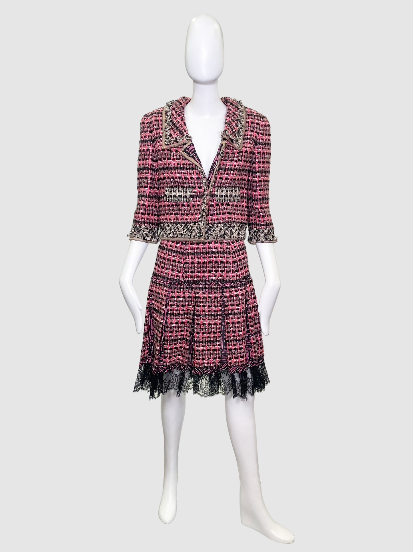 Tweed Jacket and Skirt 2-Piece Set - Size 10