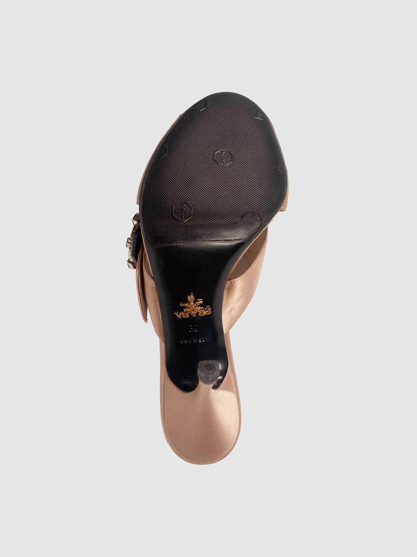 Prada Satin Crystal Embellishment Slides - Size 39