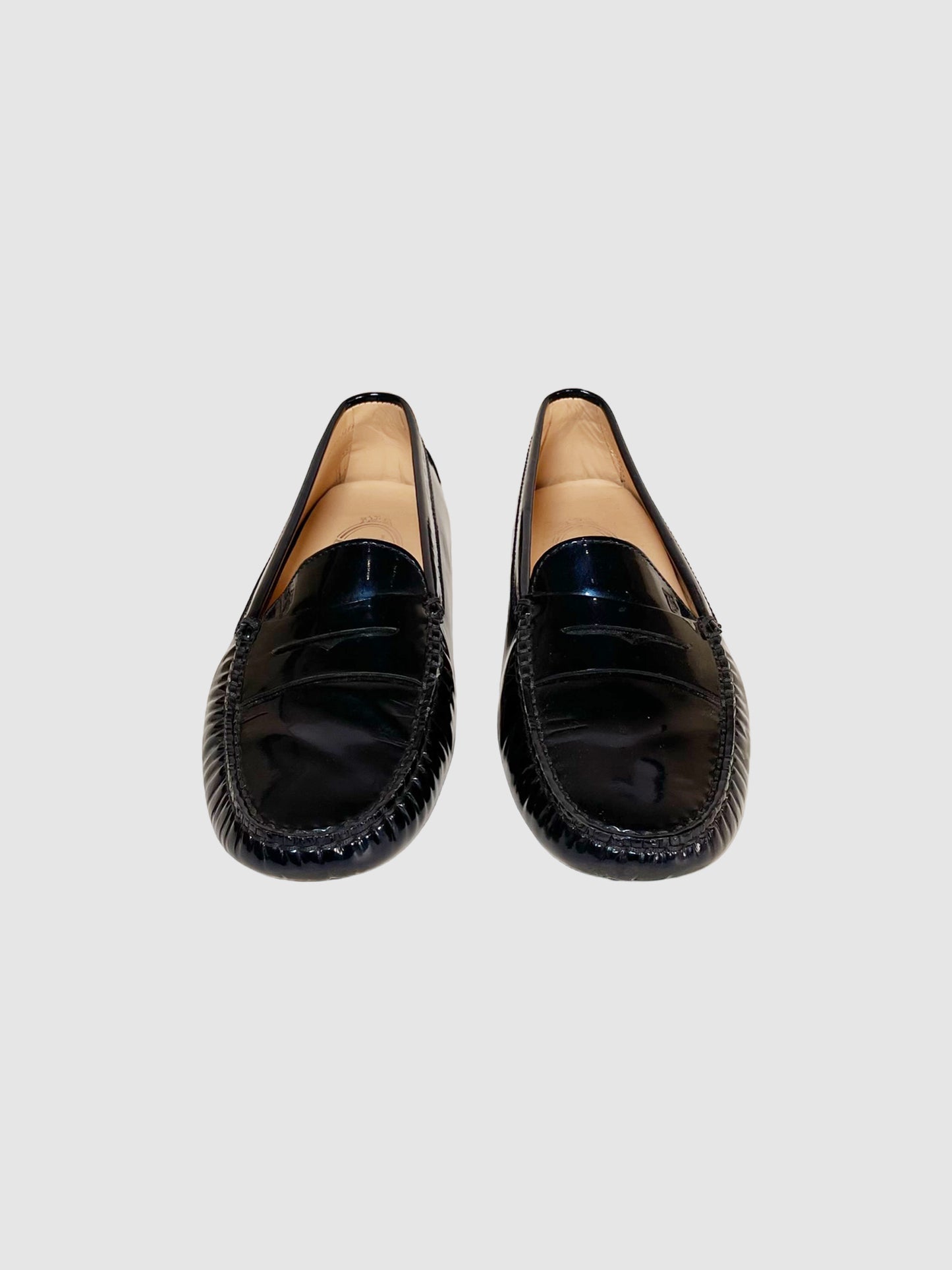 Tod's Metallic Patent Loafers - Size 7