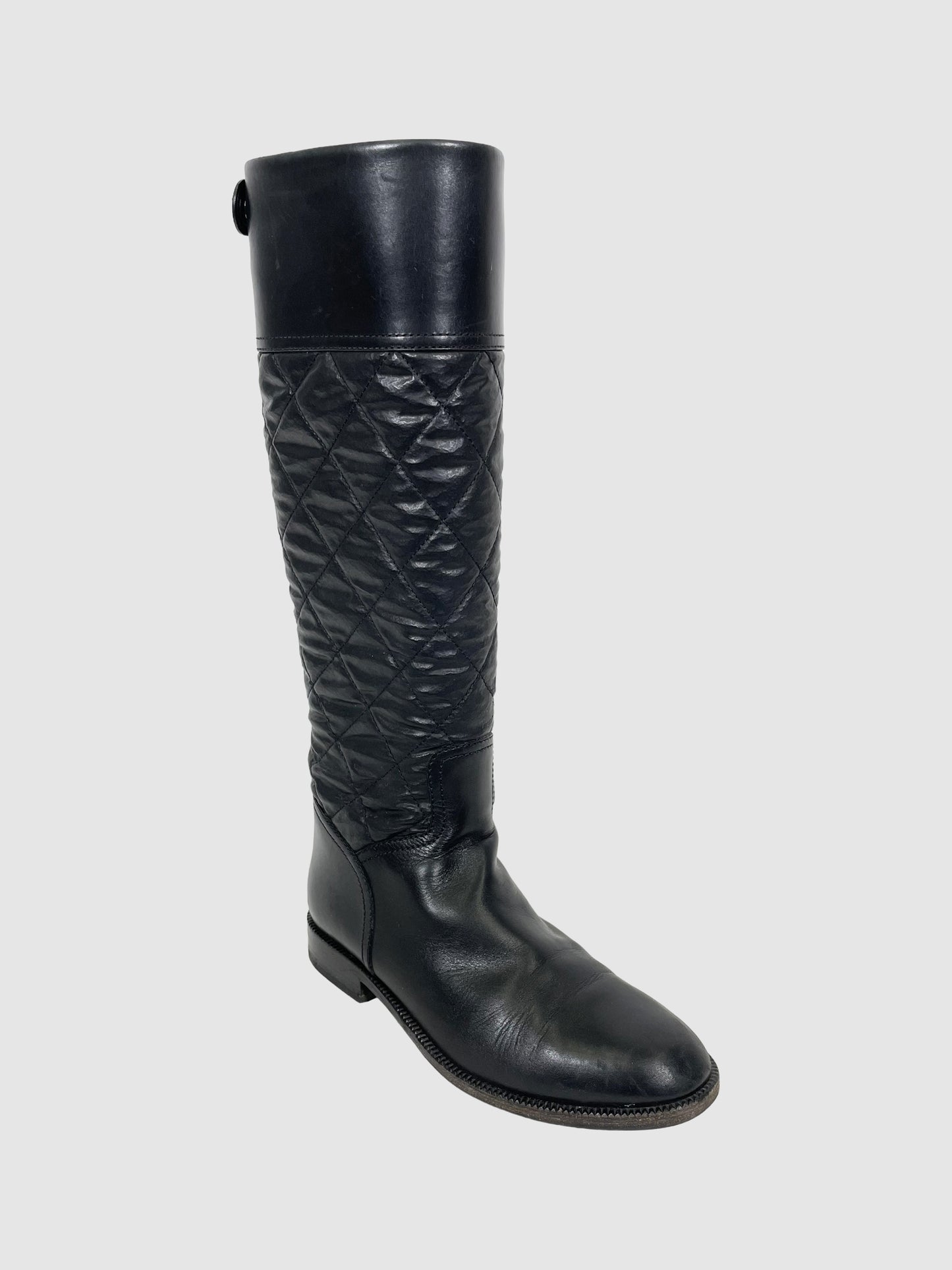 Chanel Tall Leather Riding Boots - Size 39