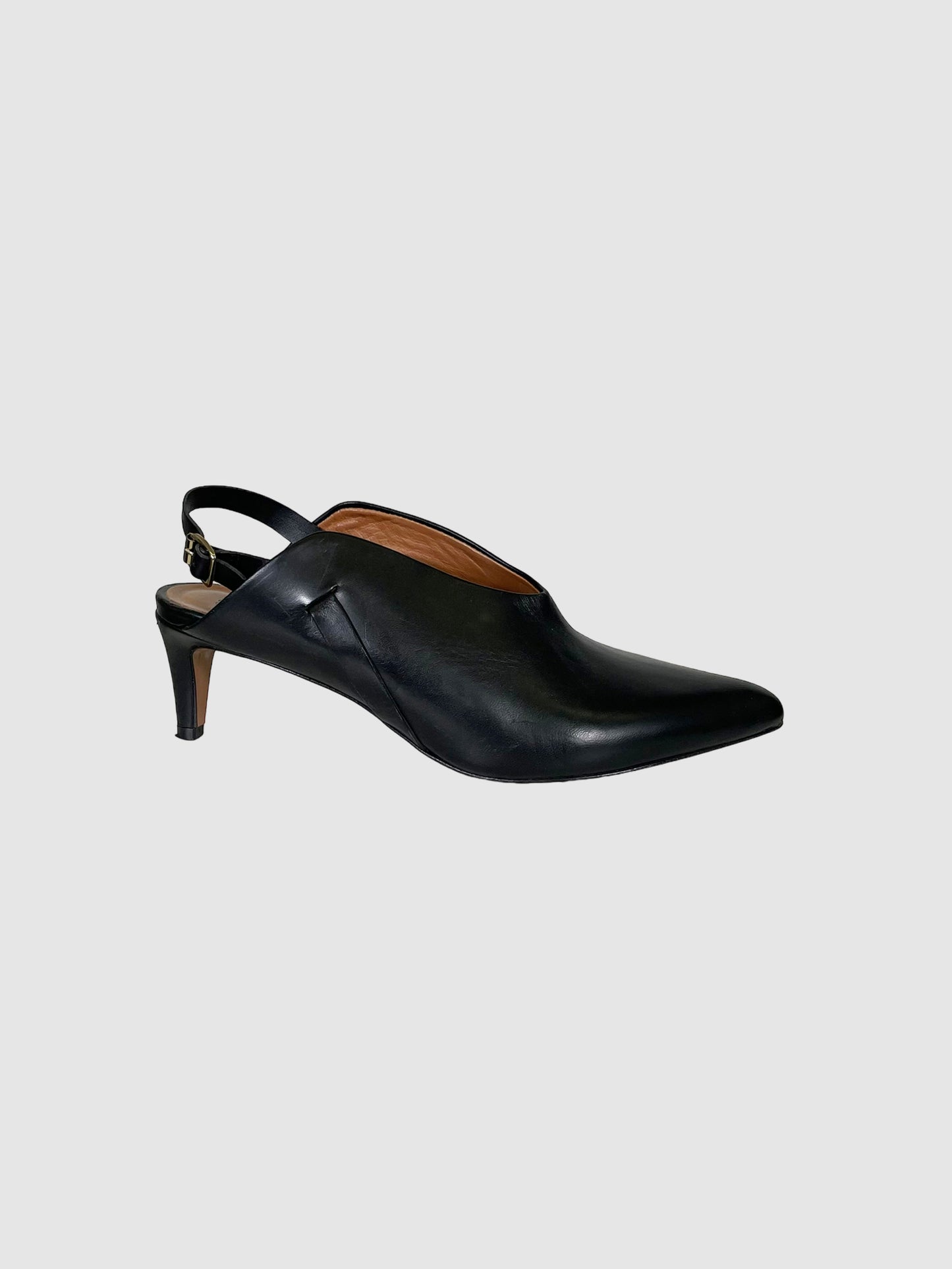 Leather Slingback Mules - Size 36