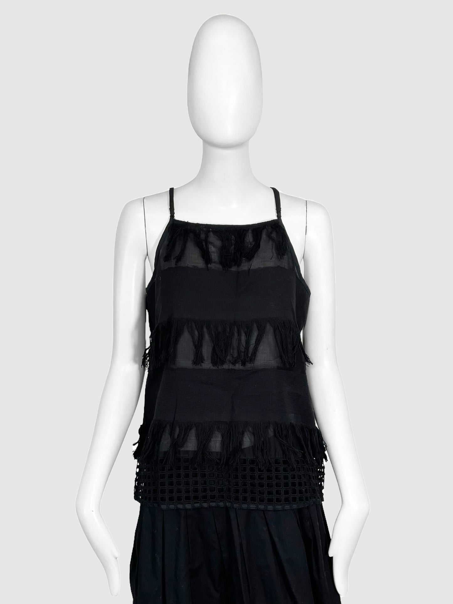 Sea NY Sleeveless Linen Blouse with Fringe - Size 2