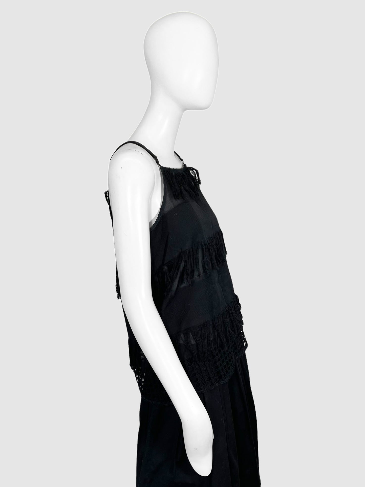 Sea NY Sleeveless Linen Blouse with Fringe - Size 2
