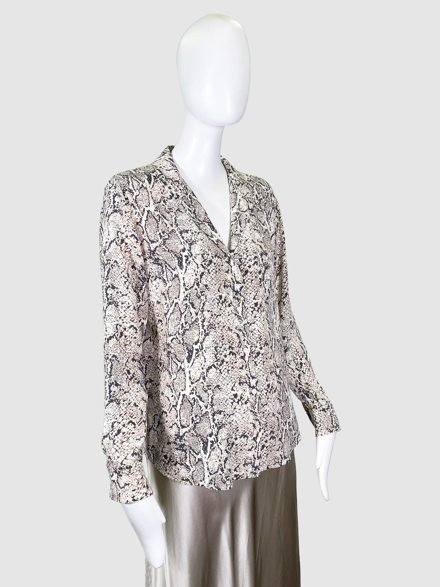 Rails Silk Snake Print Button-Up Blouse - Size M