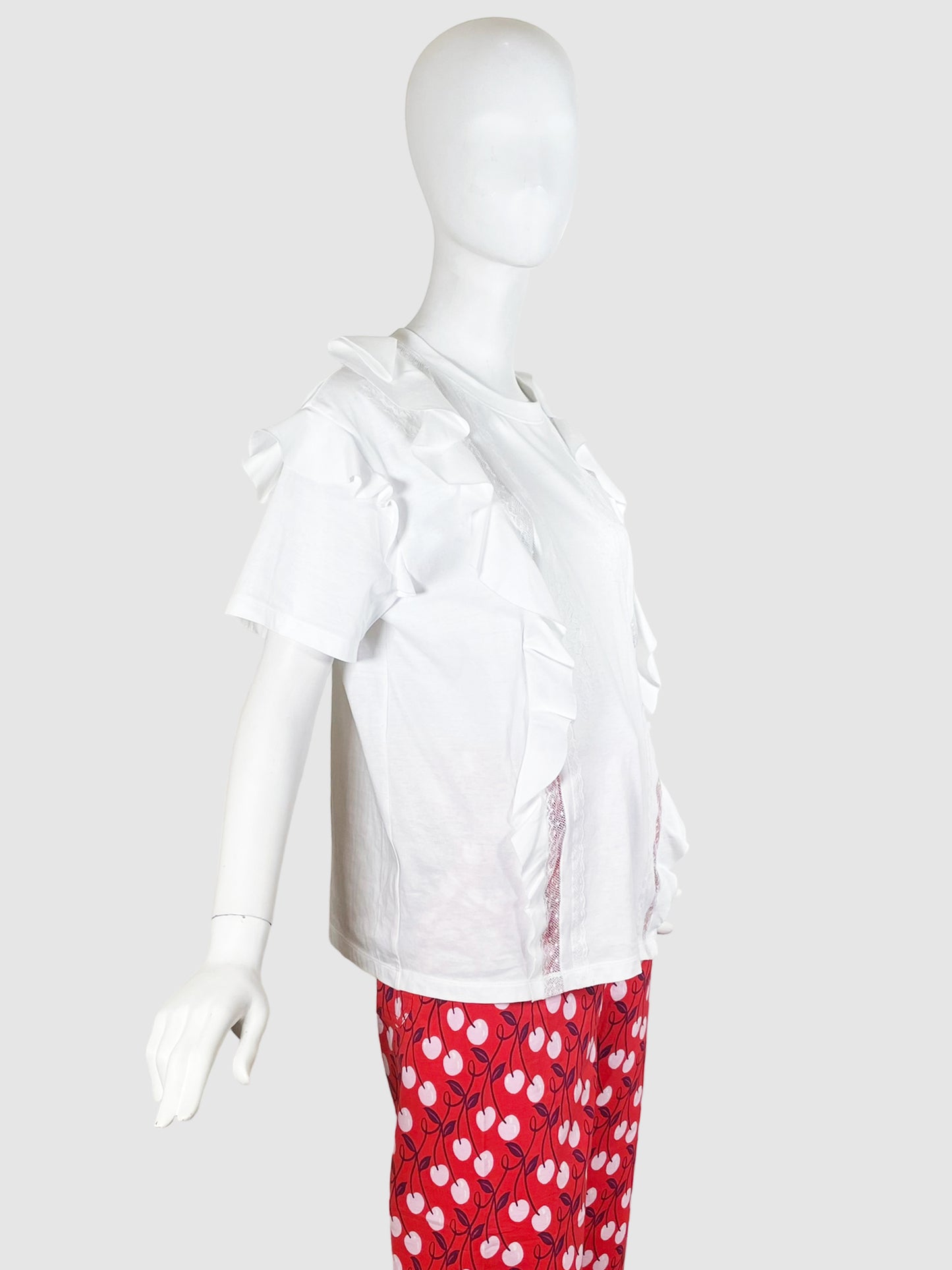 White Ruffled Top - Size M