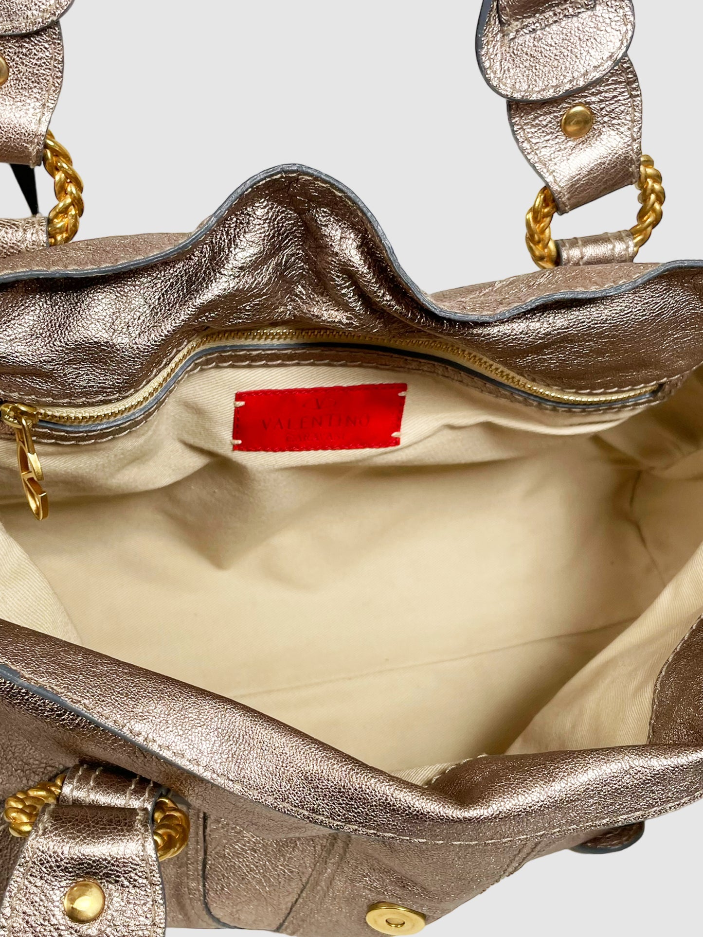 Valentino Metallic Catch Satchel