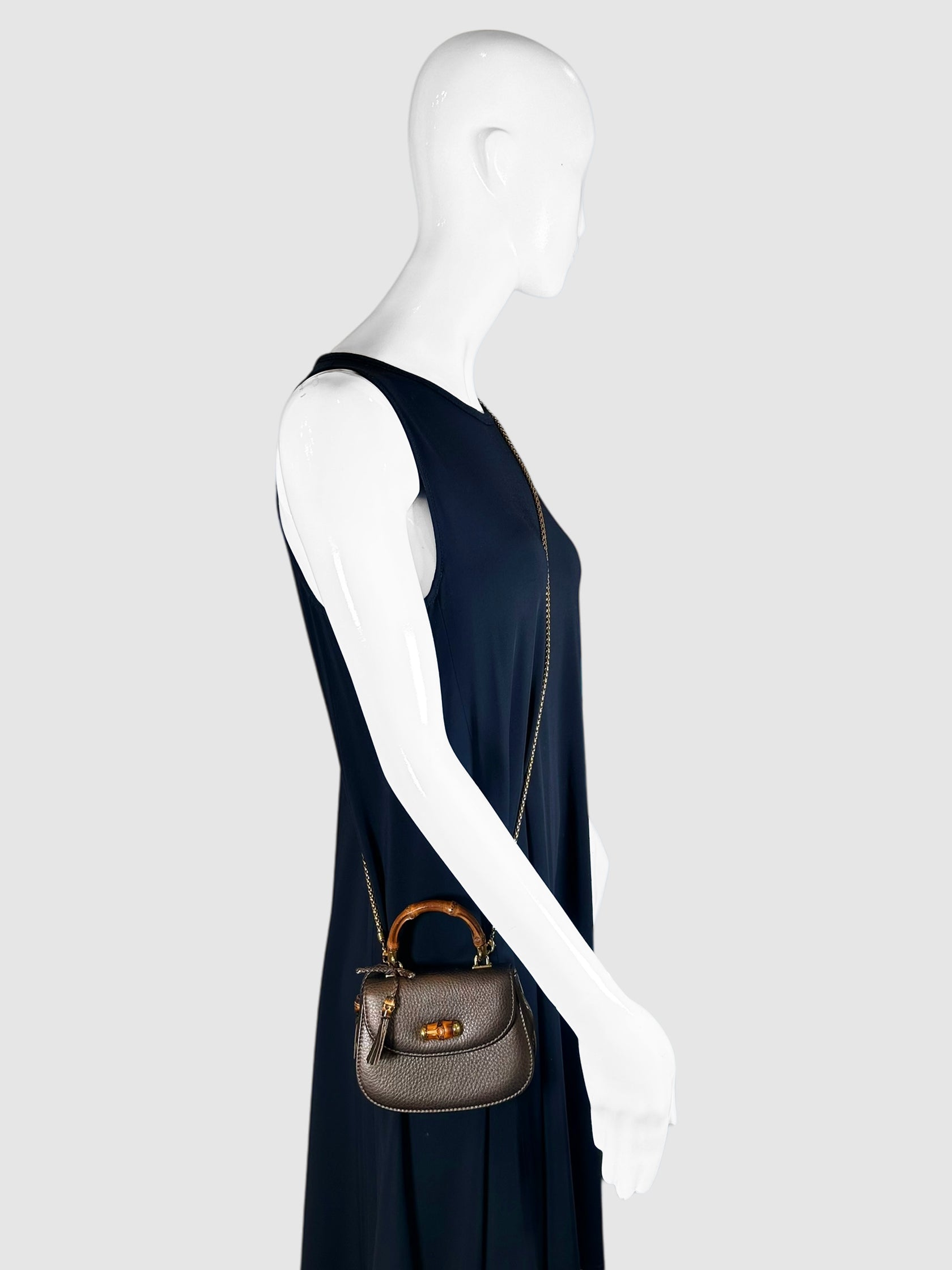 Gucci Brown Leather Bamboo Handle Mini 1947 Night Bag Luxury Designer Resale Consignment Toronto Secondhand