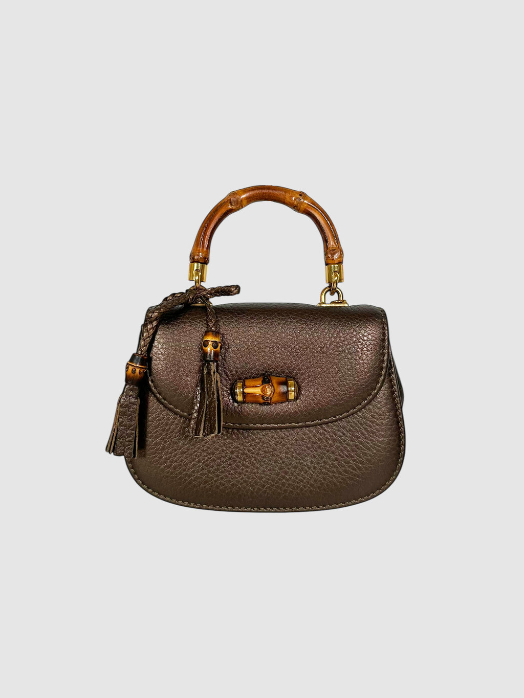 Gucci Brown Leather Bamboo Handle Mini 1947 Night Bag Luxury Designer Resale Consignment Toronto Secondhand