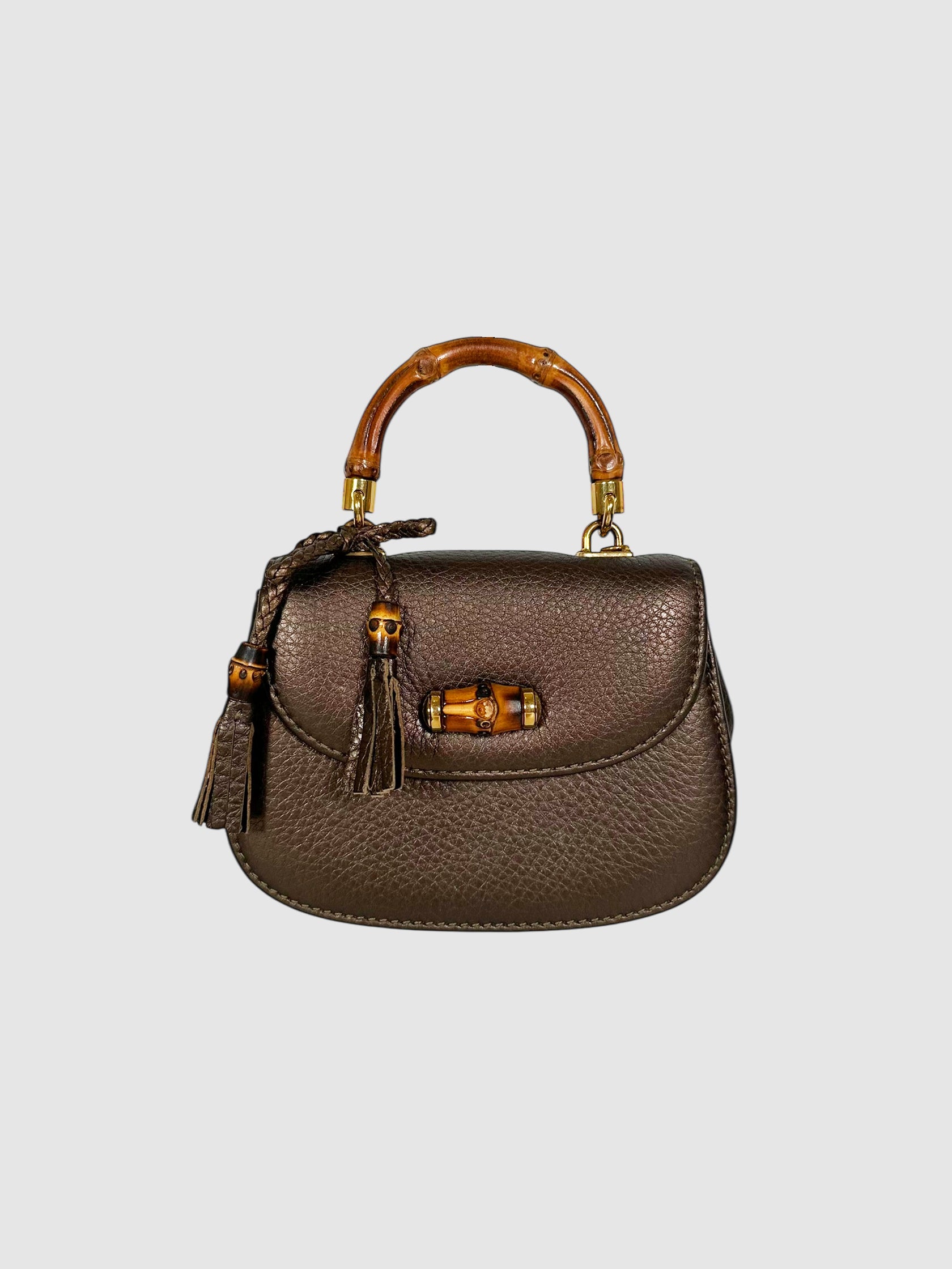 Gucci Brown Leather Bamboo Handle Mini 1947 Night Bag Luxury Designer Resale Consignment Toronto Secondhand