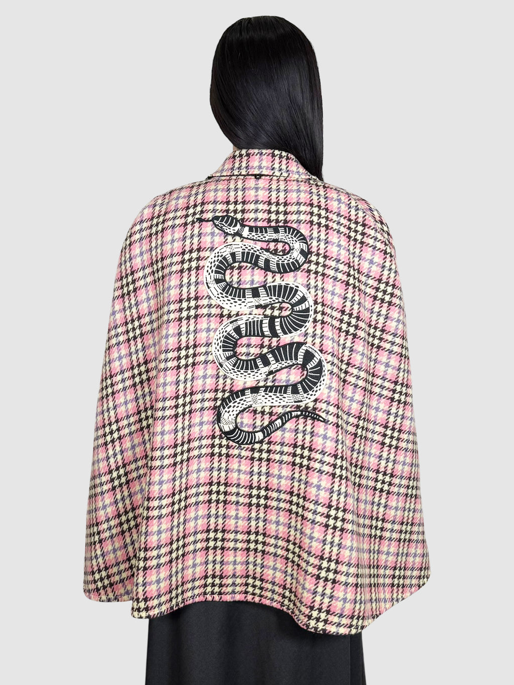 Gucci Pink, Brown, and Cream Houndstooth 2-Piece Cape and Vest Set, Size 42 luxury designer resale consignment toronto canada secondhand