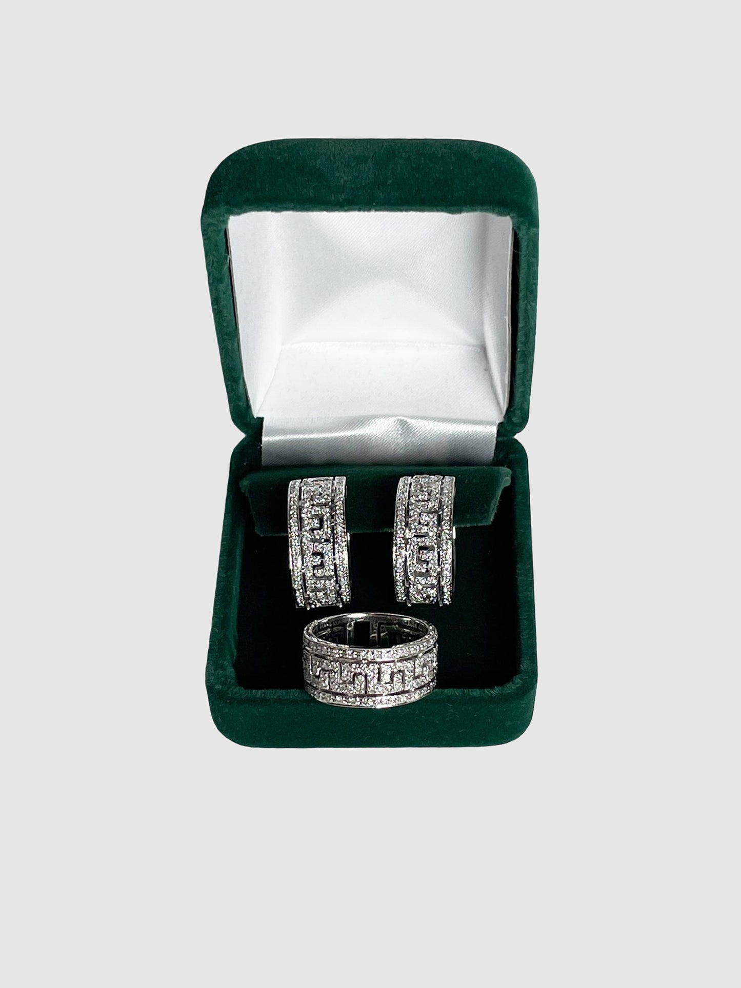 White Gold Earrings and Ring Jewellery Set