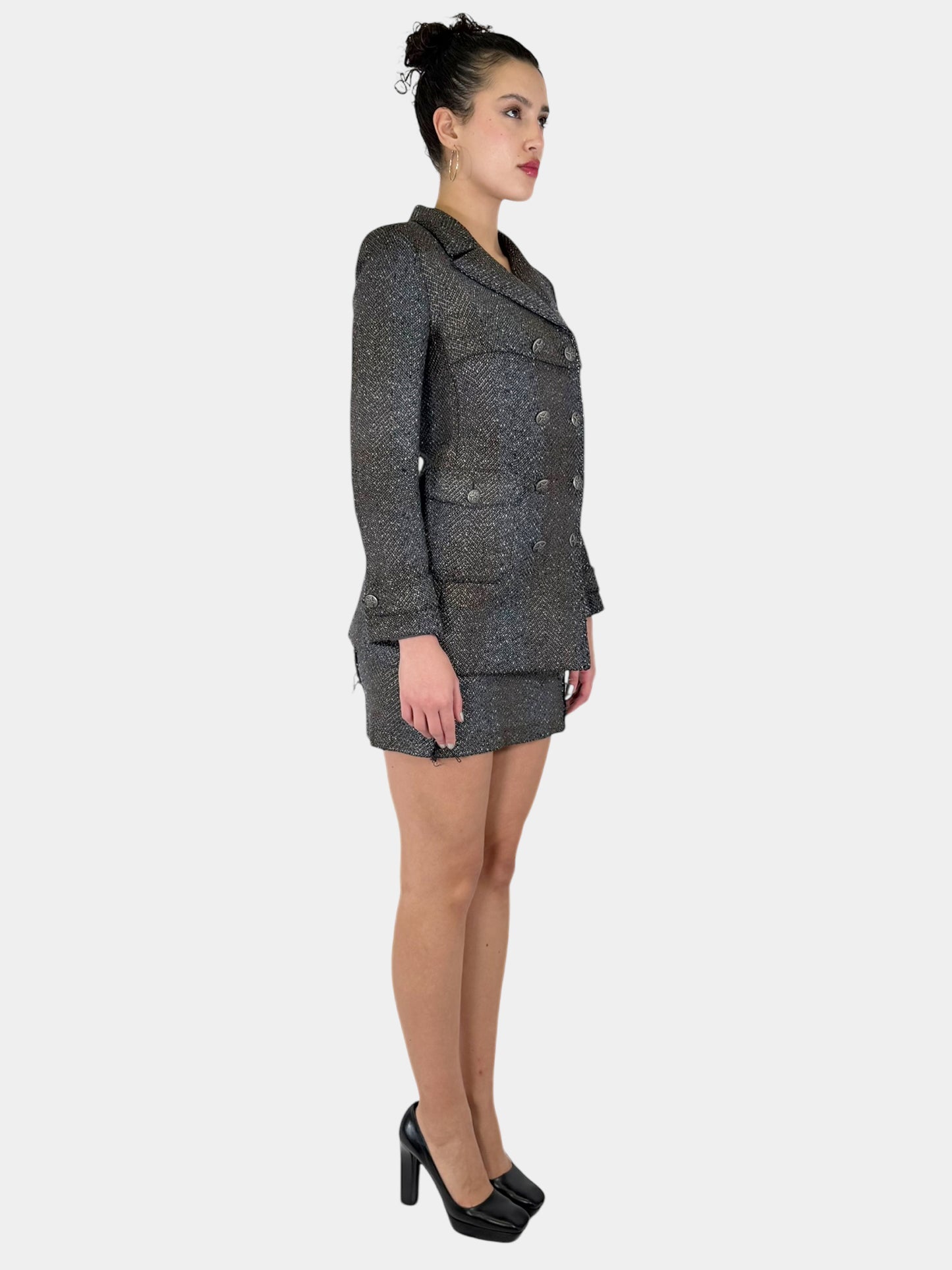 Metallic Tweed Wool 2-Piece Set - Size 36