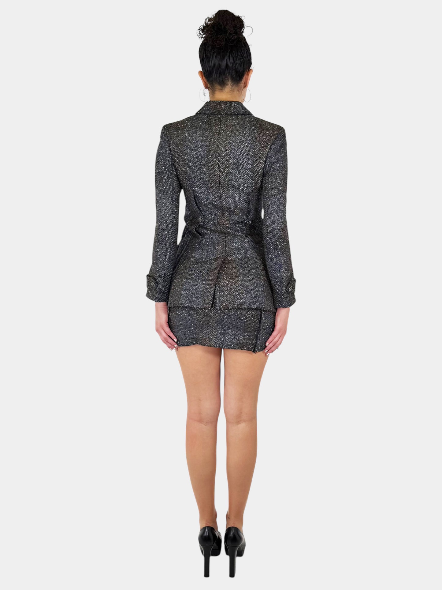 Metallic Tweed Wool 2-Piece Set - Size 36