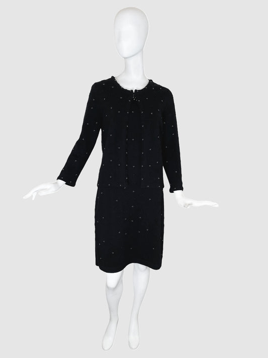 Chanel Cashmere Dress and Cardigan 2-Piece - Size 42