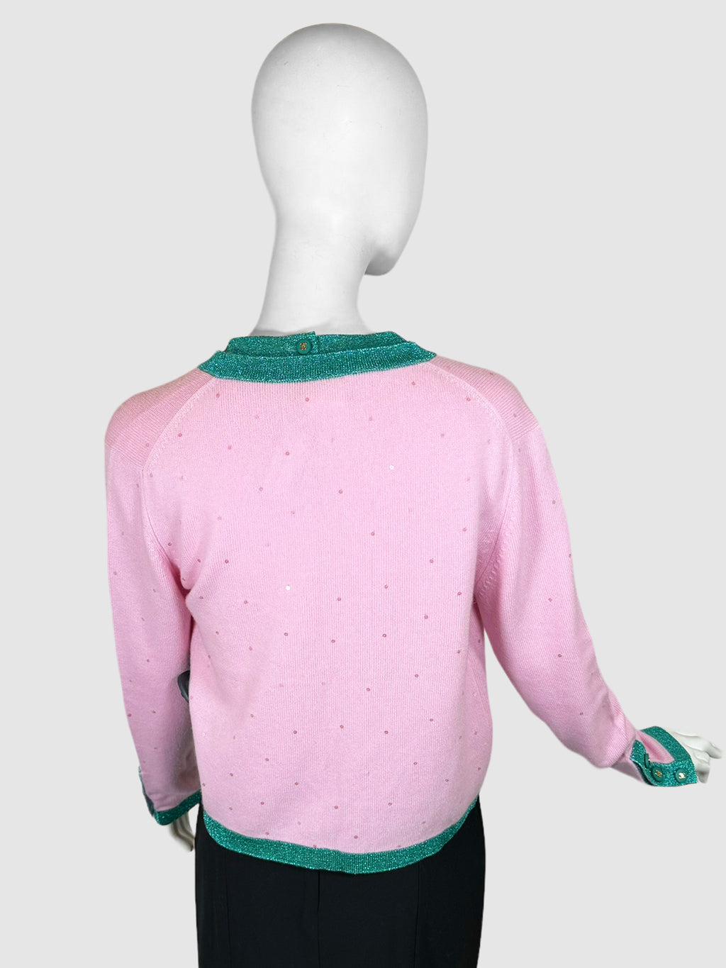 Sequinned Cashmere Shirt and Cardigan 2-Piece Set - Size 42