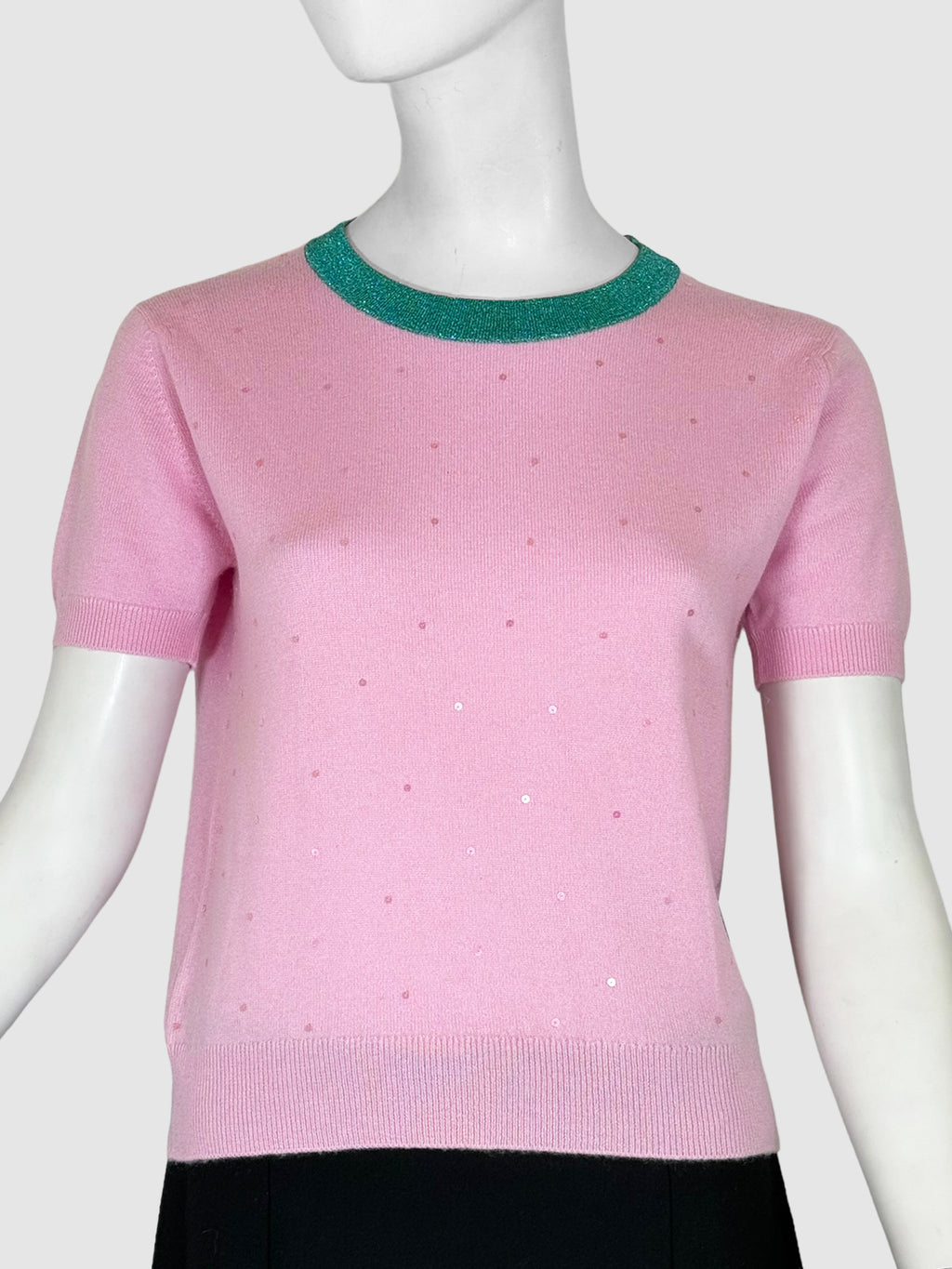 Sequinned Cashmere Shirt and Cardigan 2-Piece Set - Size 42