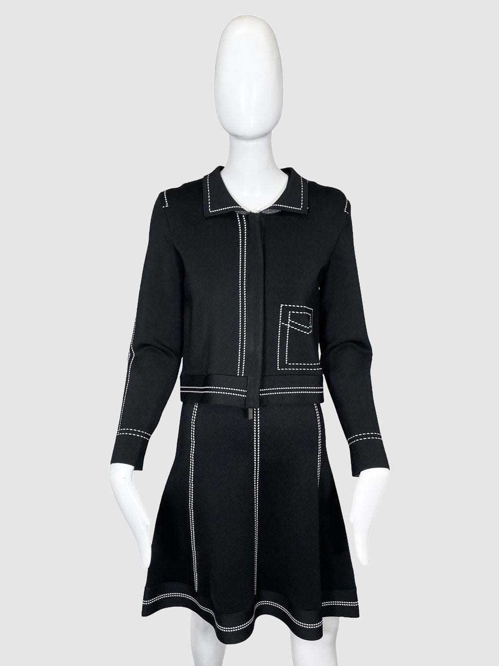 Pink Tartan Contrast Stitching 2-Piece Set - Size S