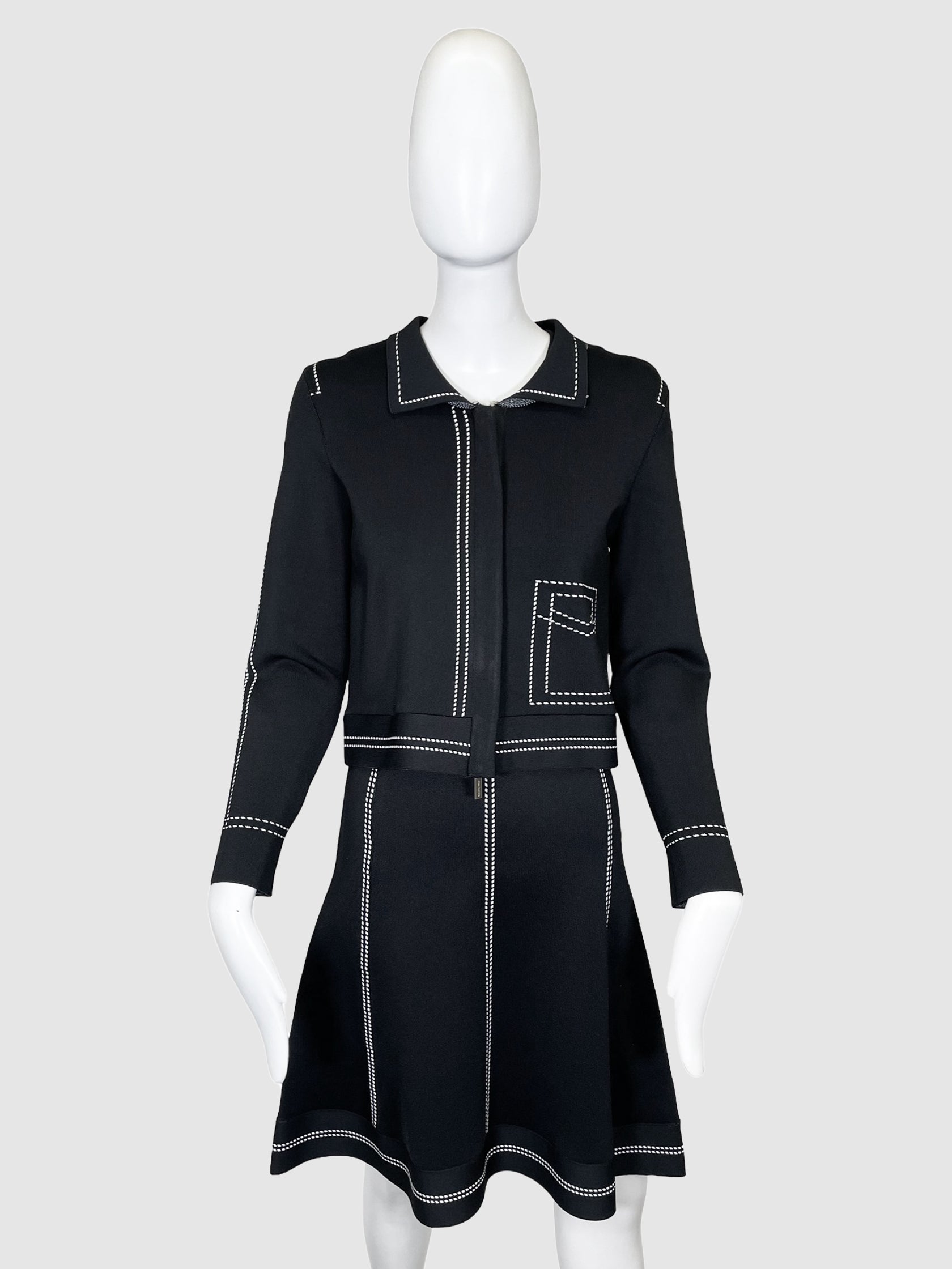 Pink Tartan Contrast Stitching 2-Piece Set - Size S