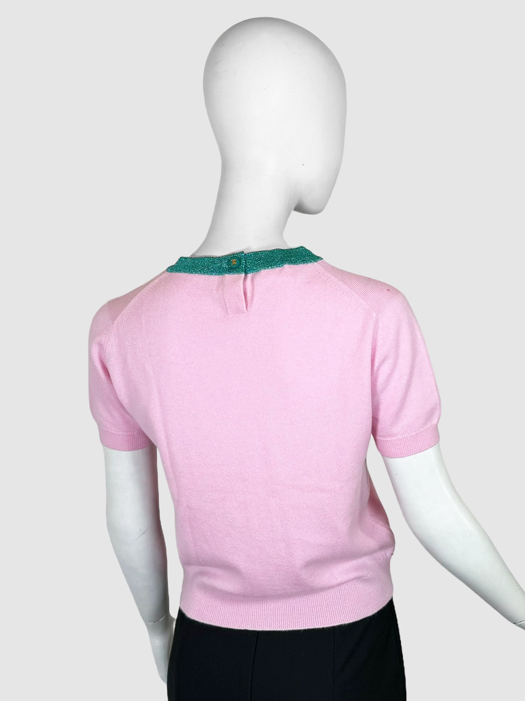 Sequinned Cashmere Shirt and Cardigan 2-Piece Set - Size 42