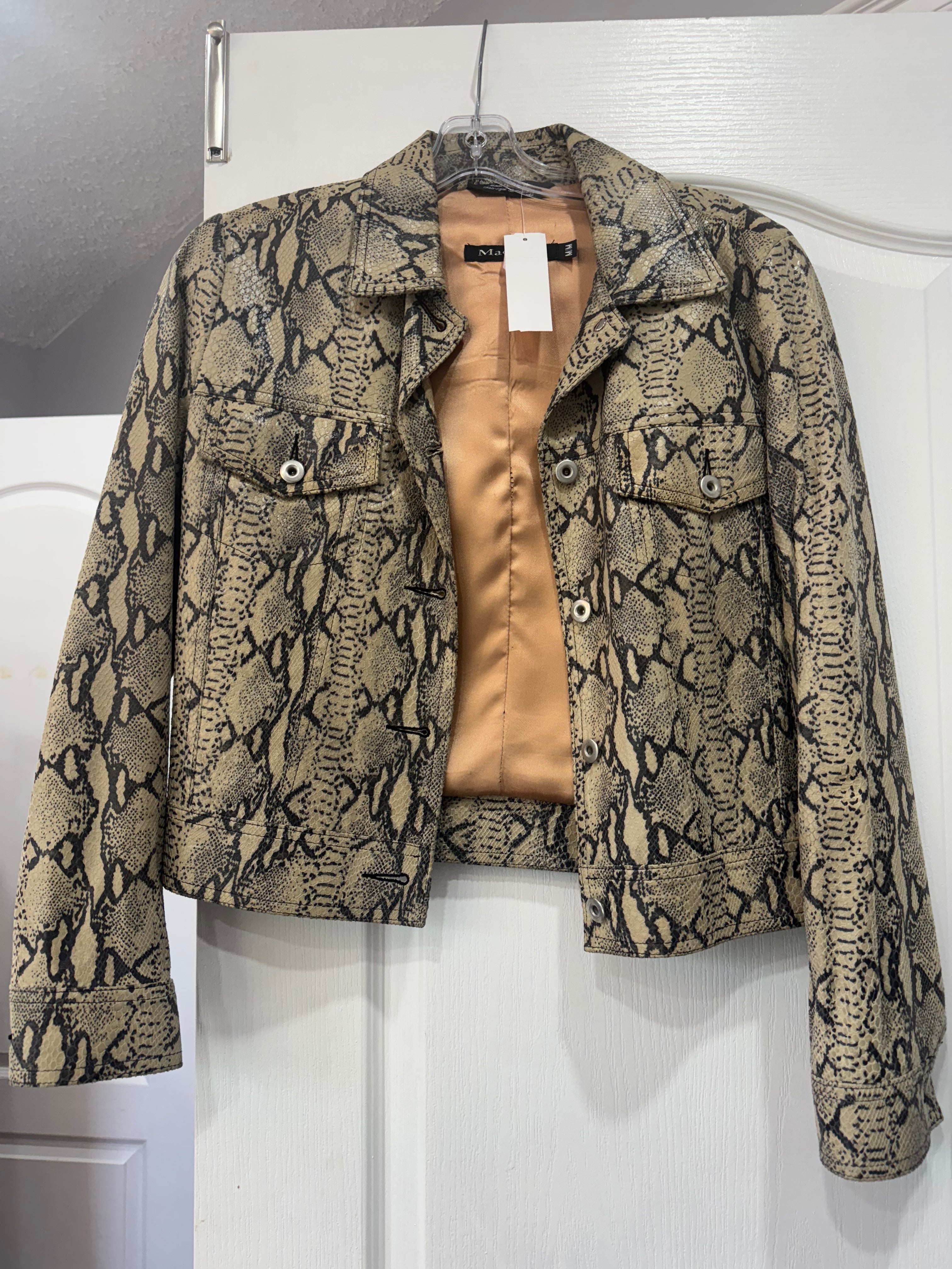 Reptile Print Leather Jacket