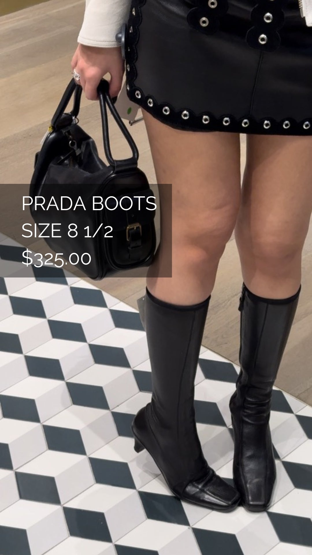 Prada Sport Tall Leather Boots - Size 8.5