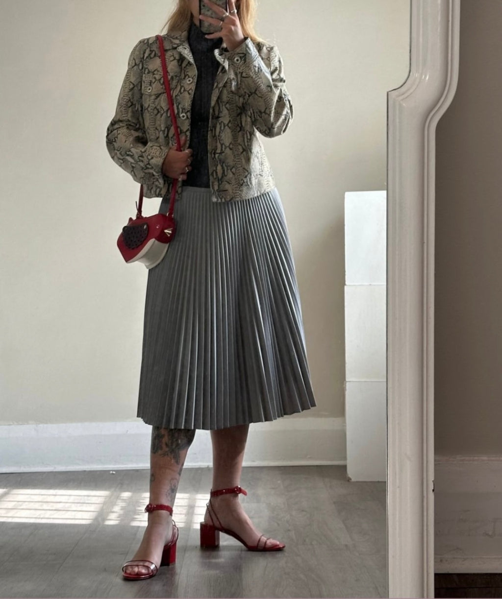 Reptile Print Leather Jacket