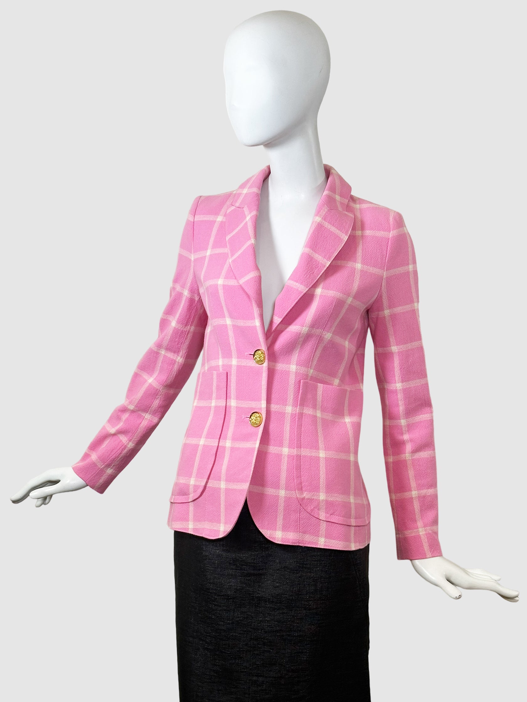 Smythe Plaid Cotton Blazer - Size 4