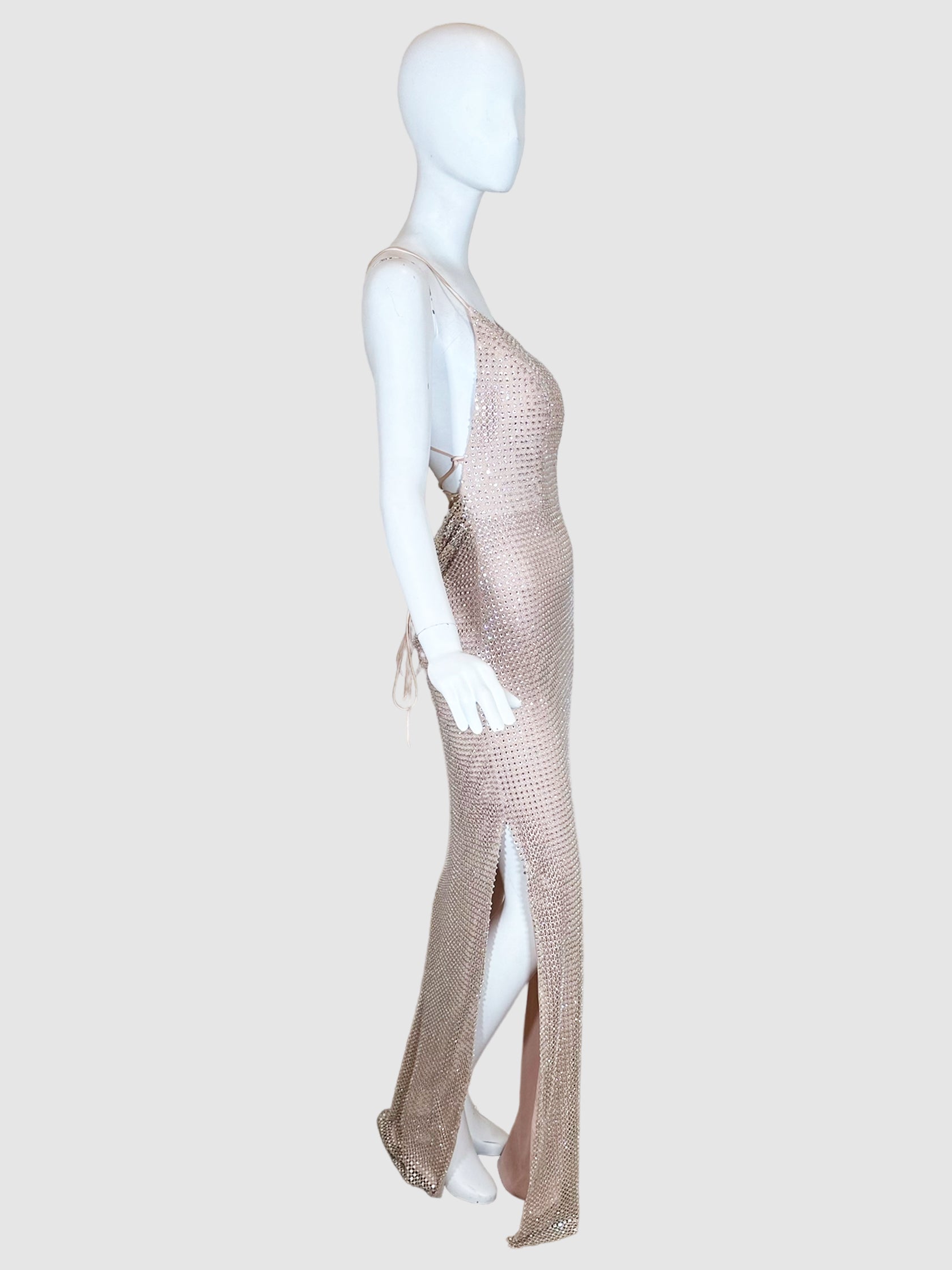 Spaghetti Strap Mesh Gown - Size 2