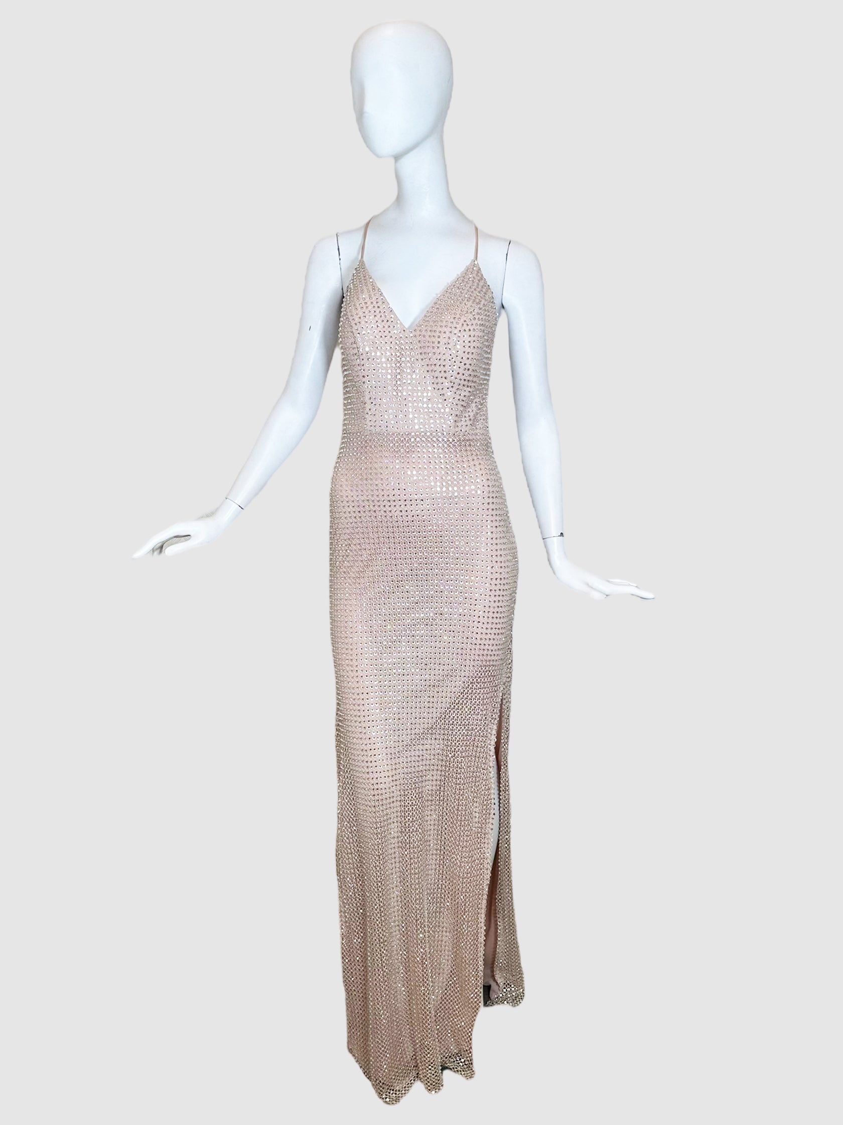 Spaghetti Strap Mesh Gown - Size 2