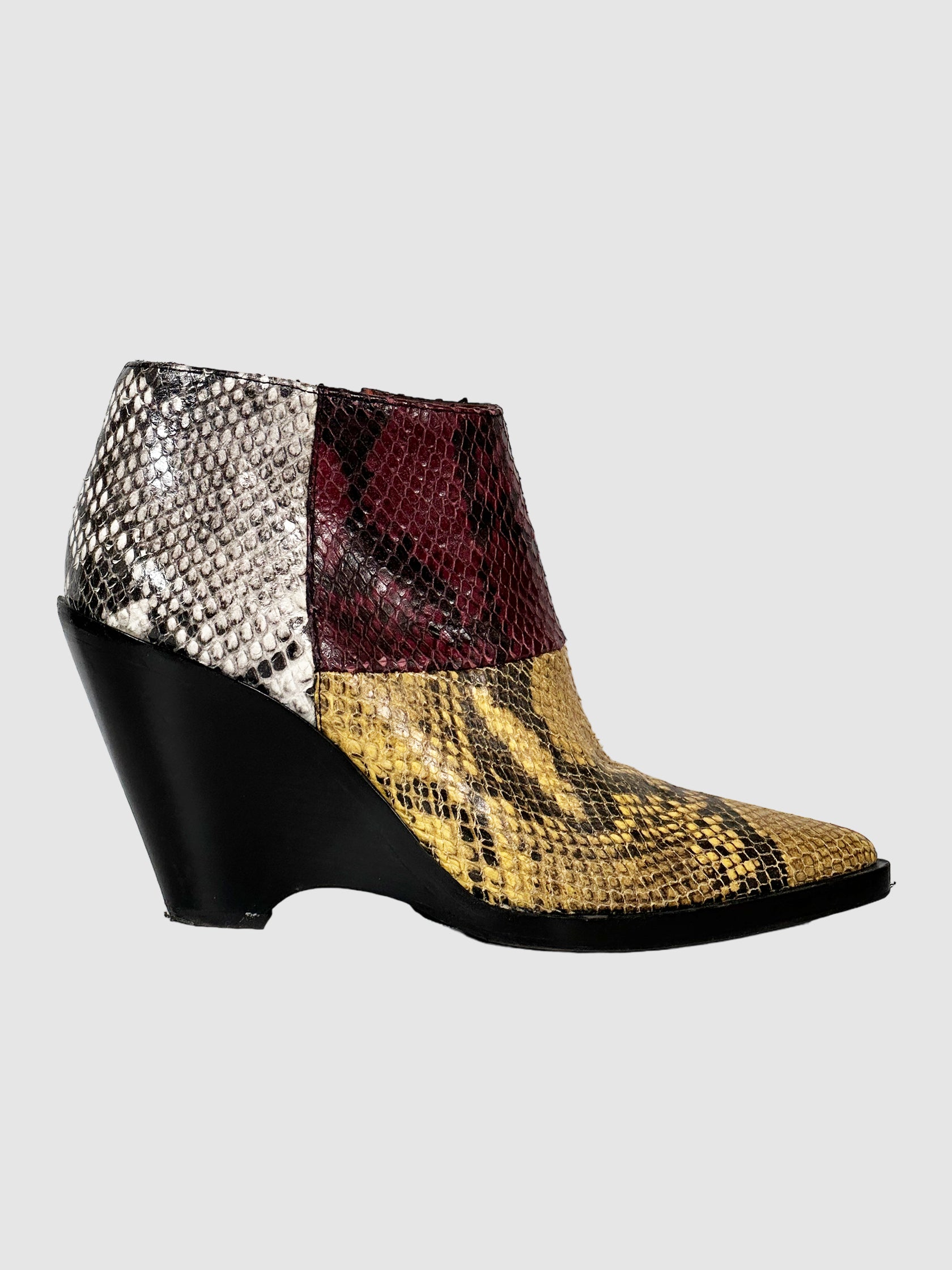 Snakeskin Animal Print Boots - Size 38