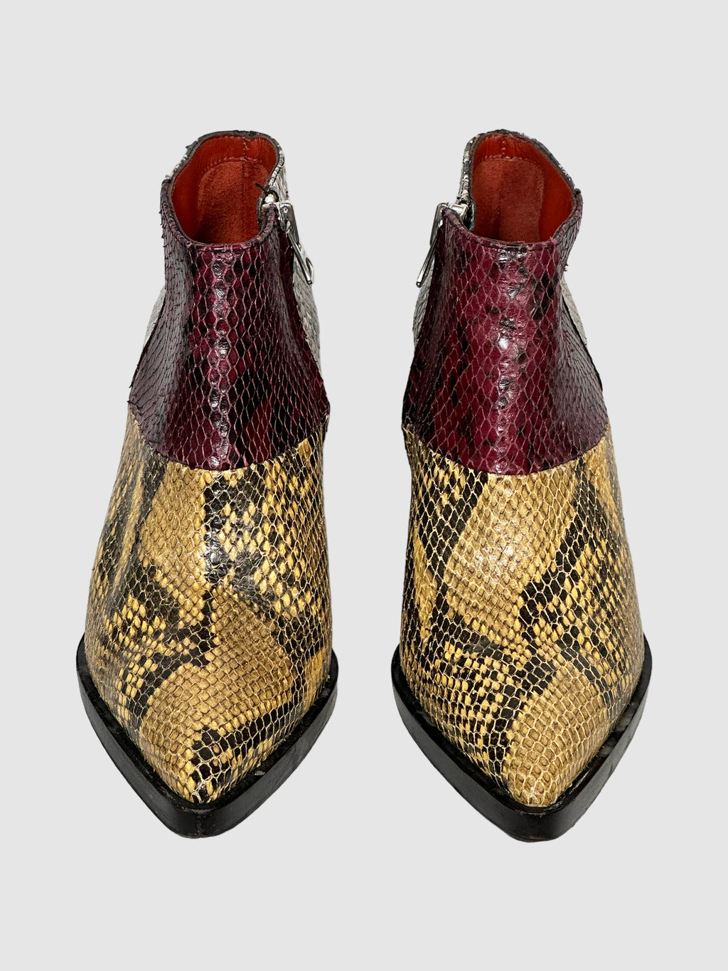 Snakeskin Animal Print Boots - Size 38