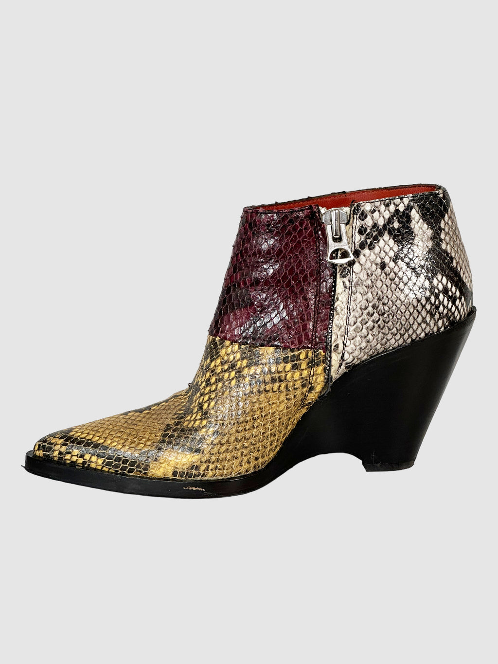Snakeskin Animal Print Boots - Size 38