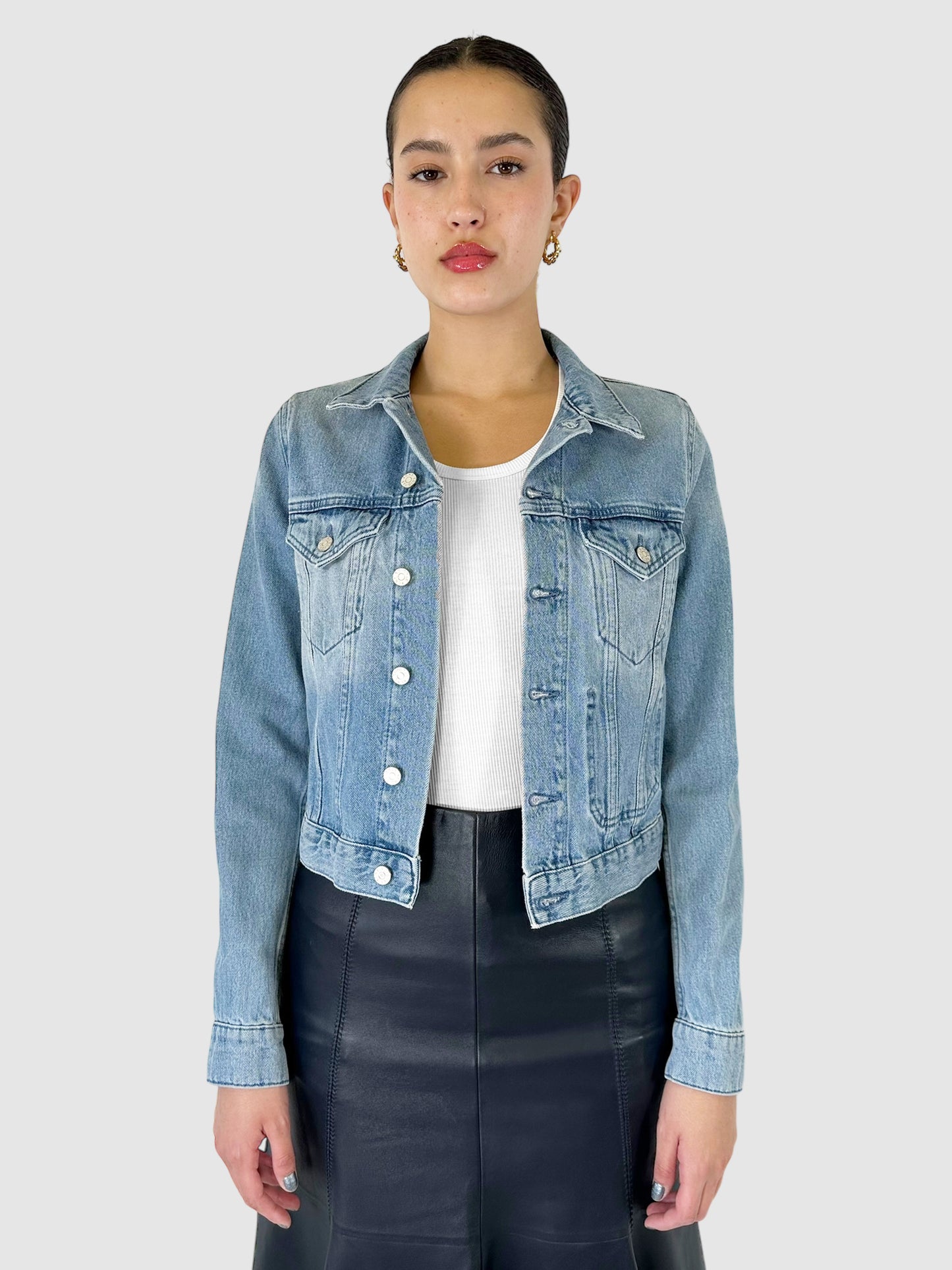 Denim Button Up Jacket - Size 38