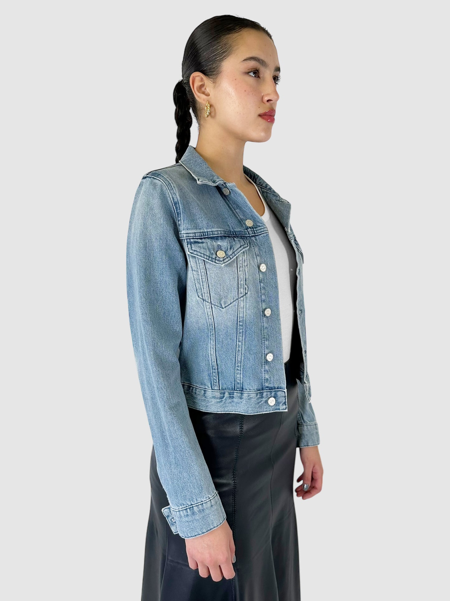 Denim Button Up Jacket - Size 38