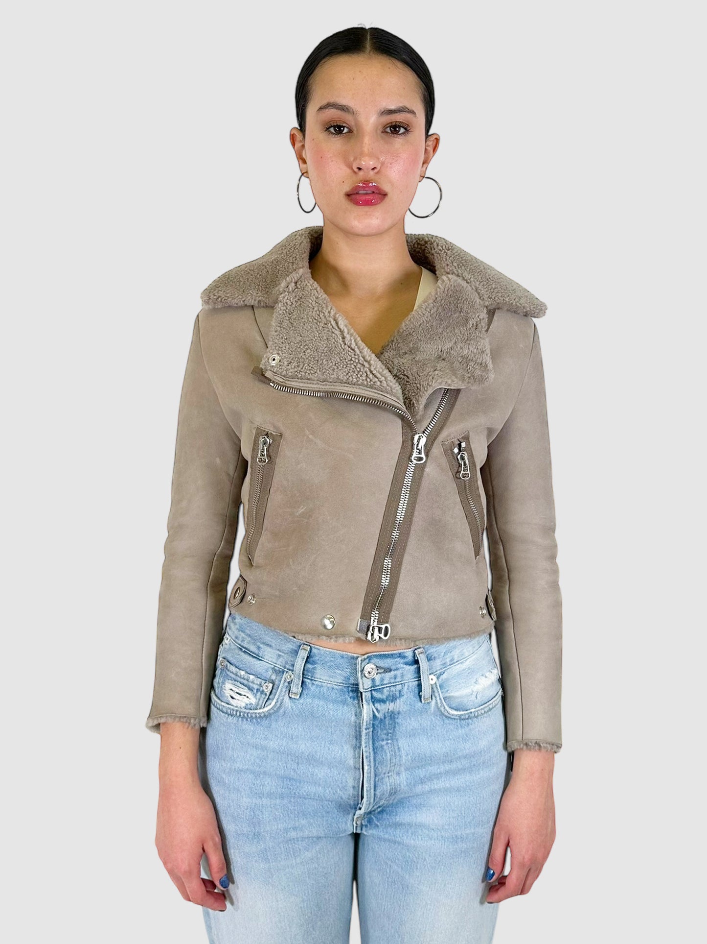 Chiodo Shearling Biker Jacket - Size 34