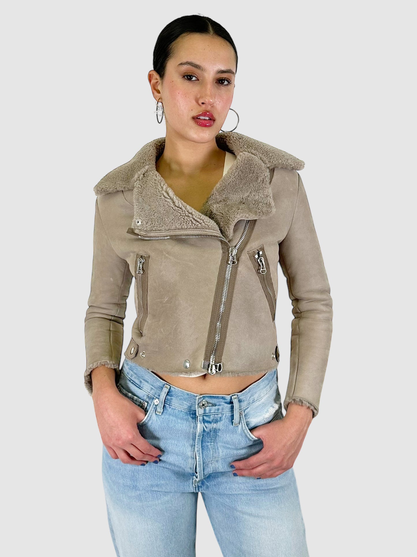 Chiodo Shearling Biker Jacket - Size 34