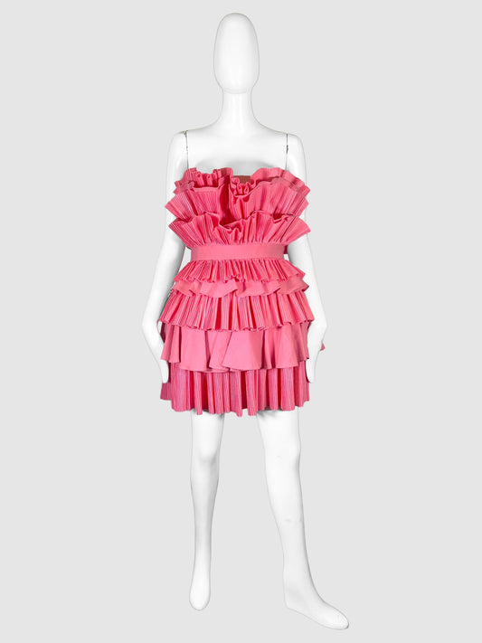 Acler Pink Tiered Pleated Sleeveless Mini Dress Size 12 Consignment Secondhand Designer Luxury Resale Toronto Trendy