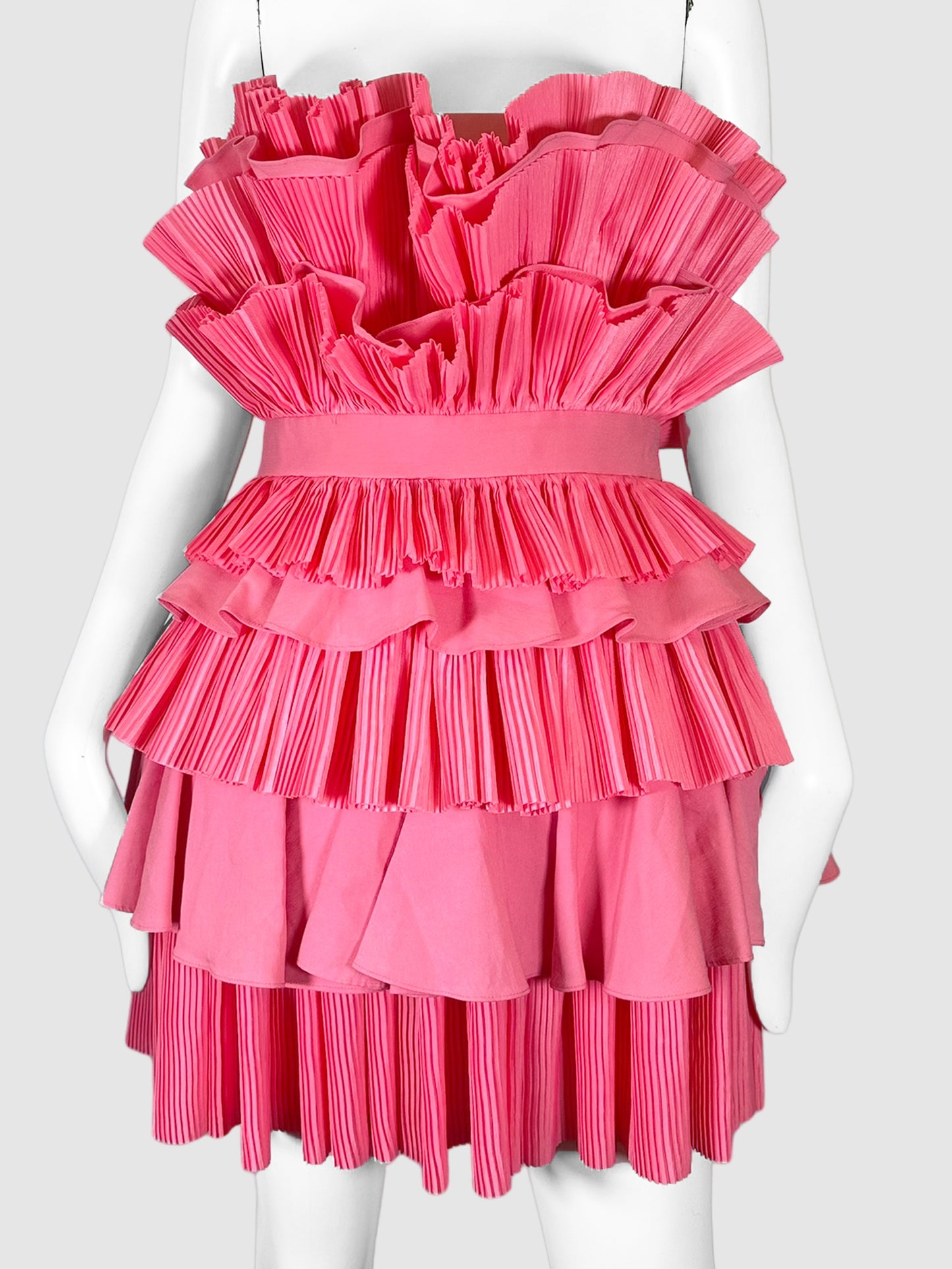 Acler Pink Tiered Pleated Sleeveless Mini Dress Size 12 Consignment Secondhand Designer Luxury Resale Toronto Trendy