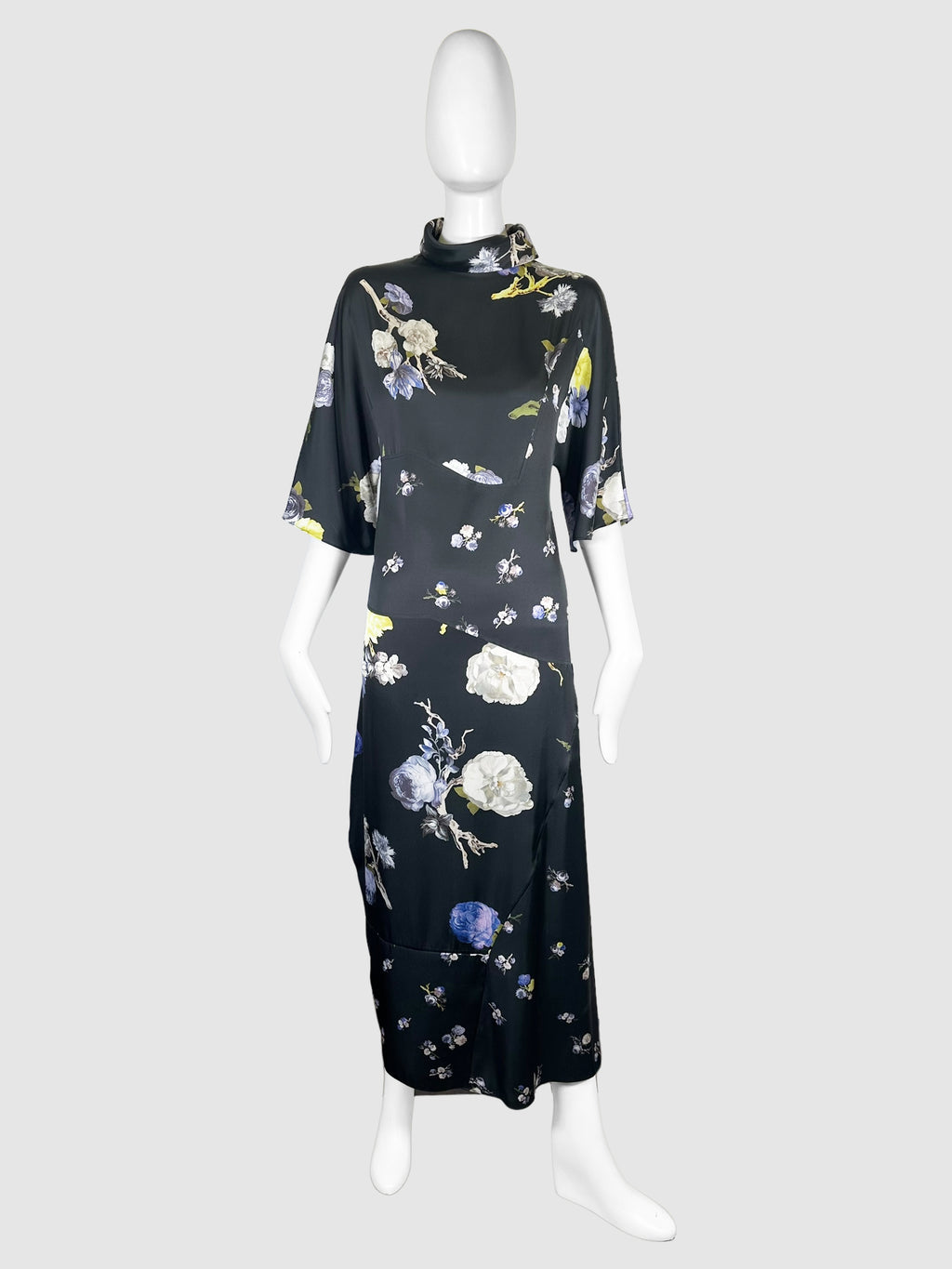 Floral Turtleneck Maxi Dress - Size 38