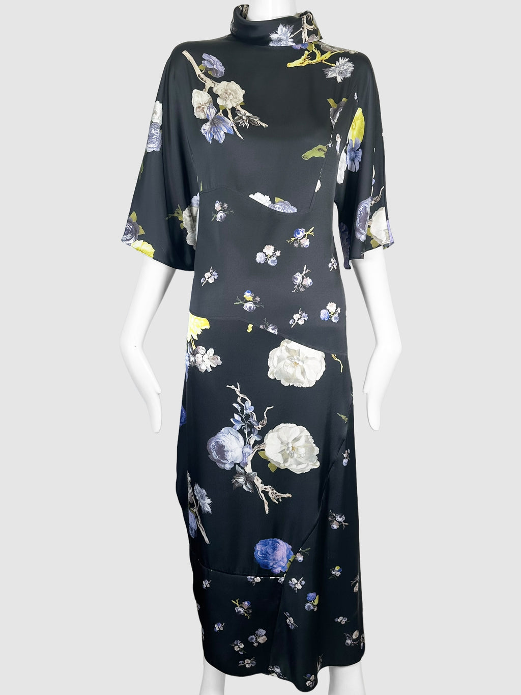 Floral Turtleneck Maxi Dress - Size 38