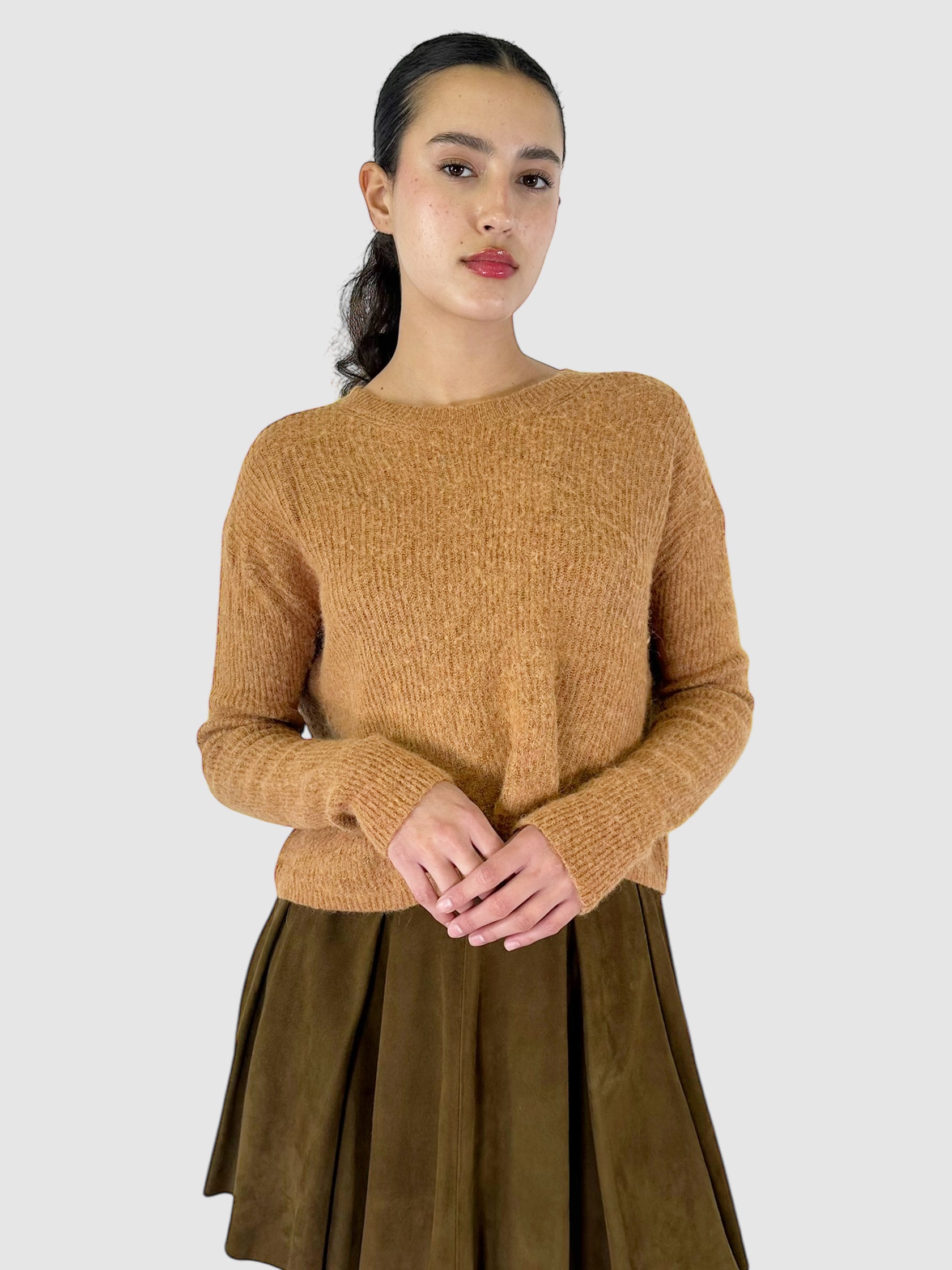Linen and Wool Knit Cropped Sweater