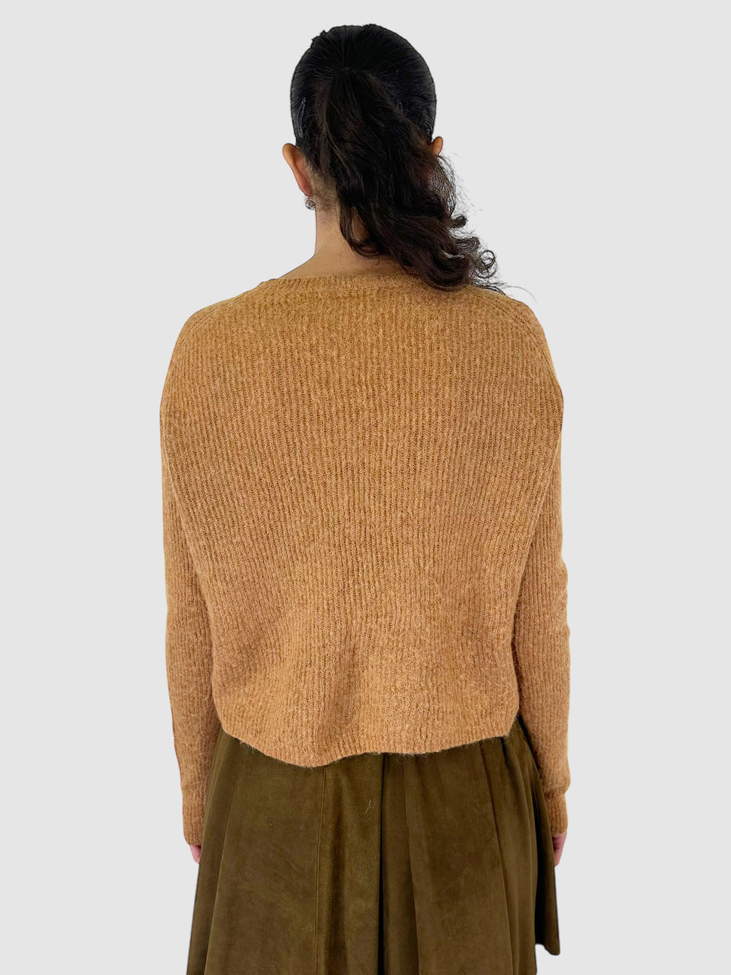Linen and Wool Knit Cropped Sweater