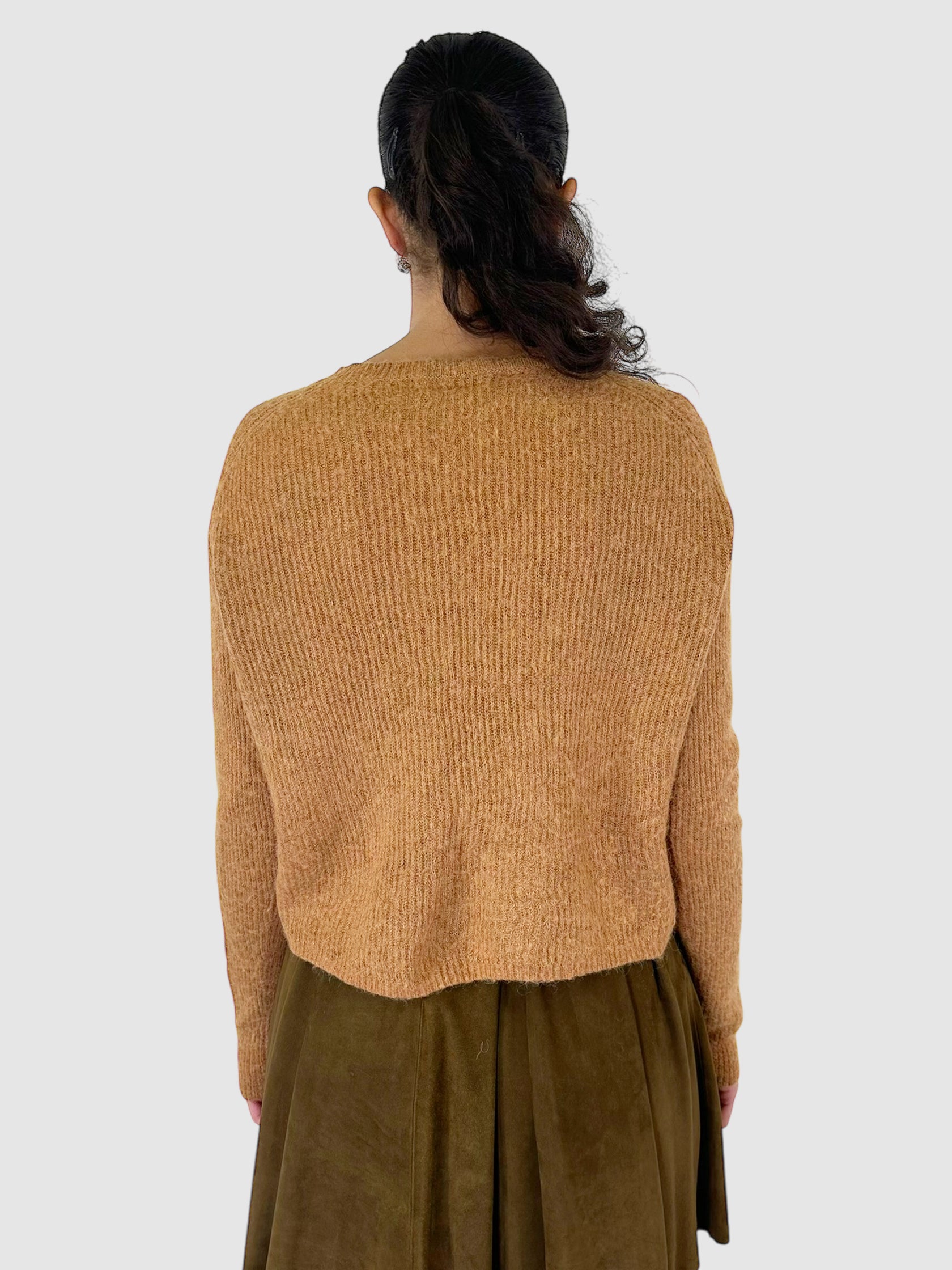 Linen and Wool Knit Cropped Sweater