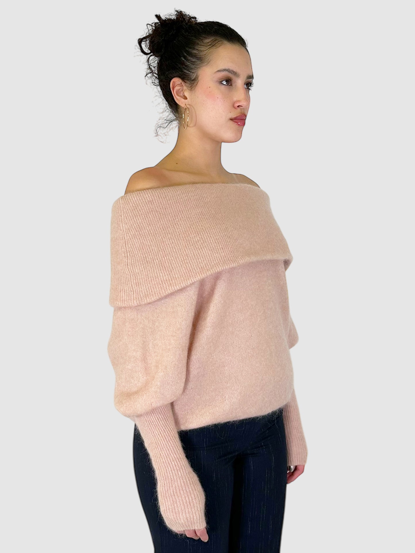 Mohair Wool Off the Shoulder Sweater - Size XS