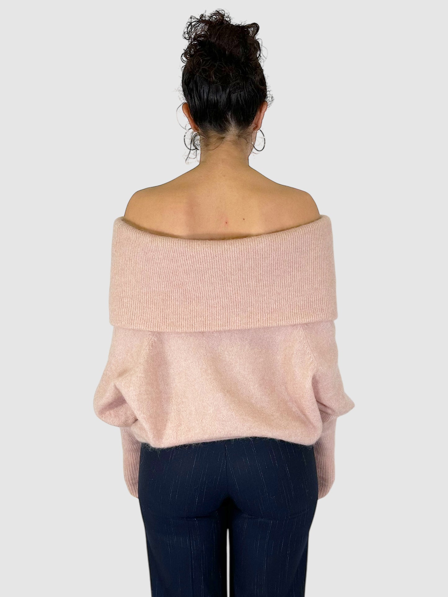 Mohair Wool Off the Shoulder Sweater - Size XS