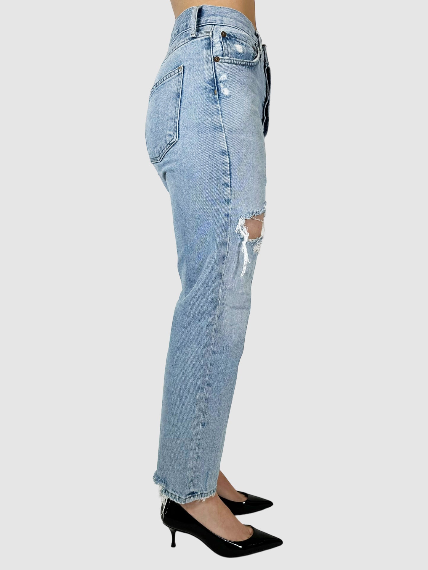 AGOLDE Blue 90's Crop Distressed Jeans Size 24 Consignment Secondhand Designer Luxury Resale Toronto Trendy