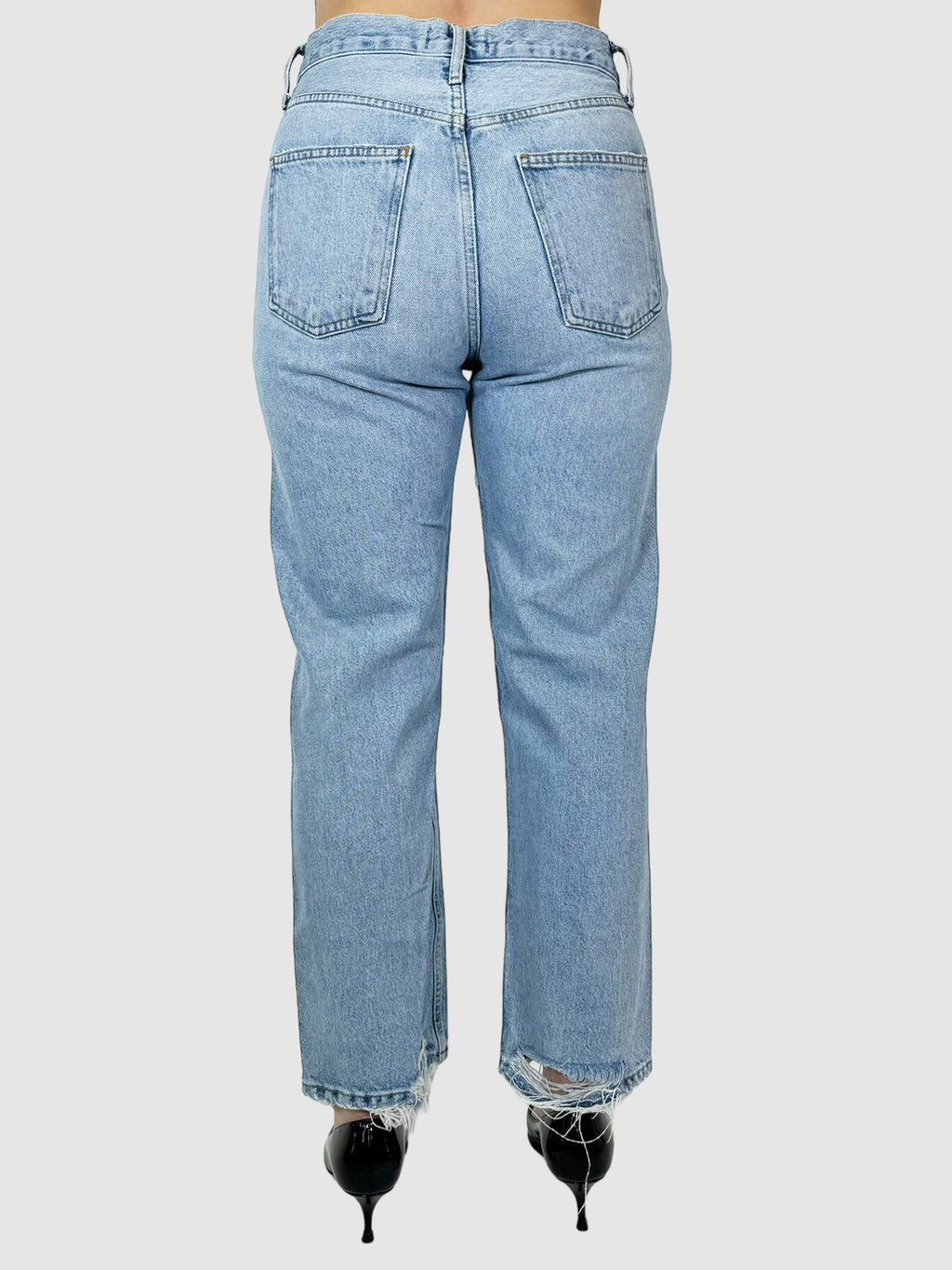 AGOLDE Blue 90's Crop Distressed Jeans Size 24 Consignment Secondhand Designer Luxury Resale Toronto Trendy