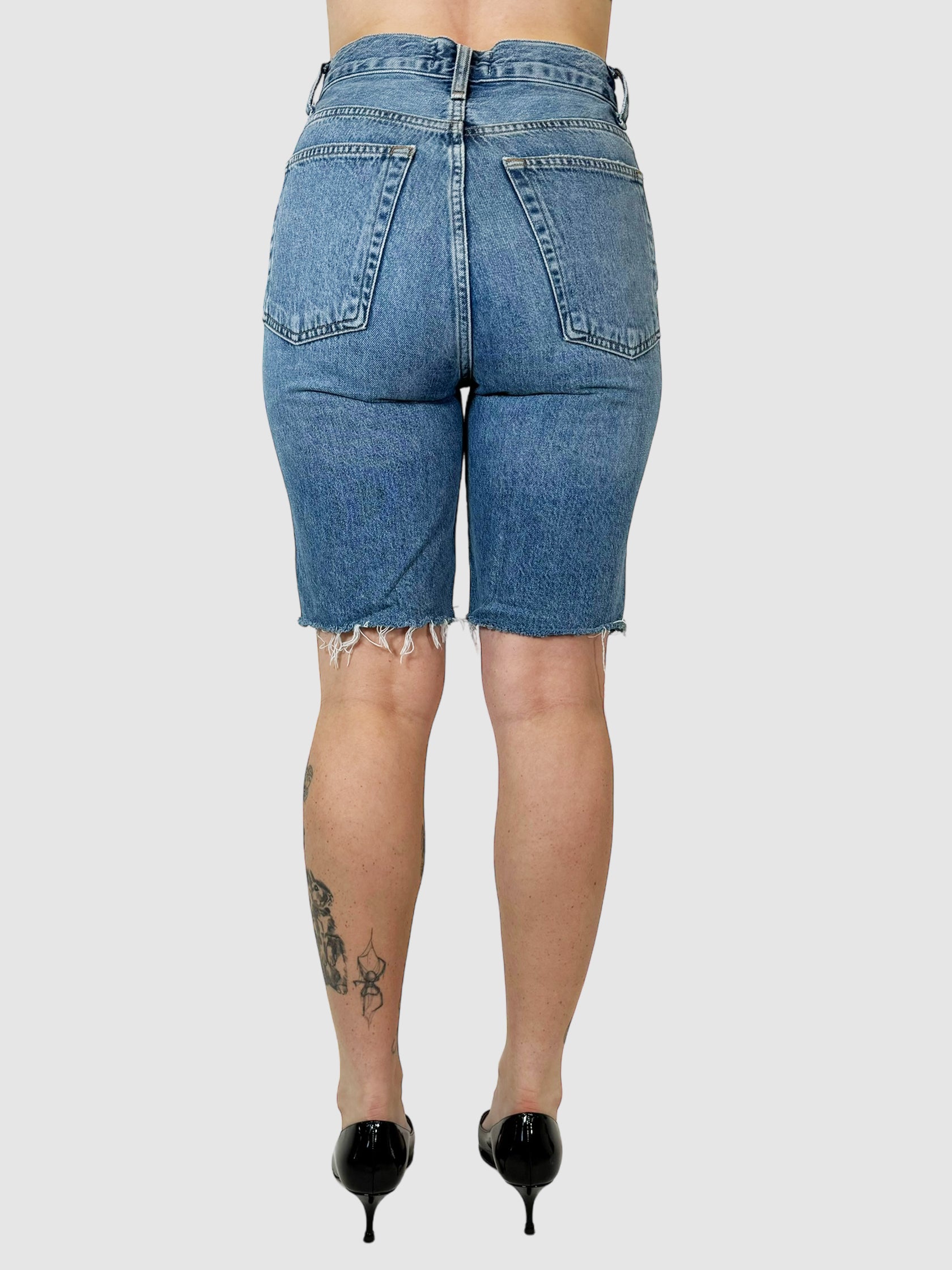 AGOLDE Blue 90's Pinch Waist Mid-Thigh Length Shorts Size 25 Consignment Secondhand Designer Luxury Resale Toronto Trendy