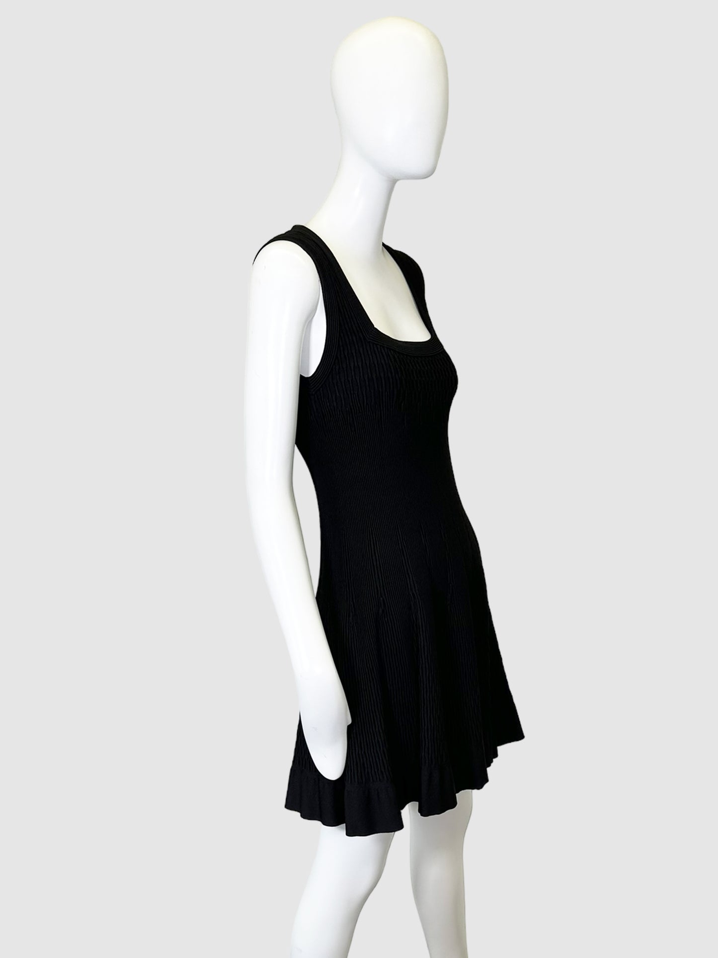 Alaïa Ribbed Square Neck Dress - Size 40