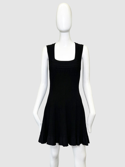 Alaïa Ribbed Square Neck Dress - Size 40